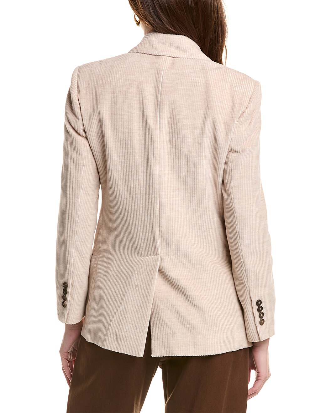 BRUNELLO CUCINELLI WOMEN'S BEIGE CORDUROY DOUBLE-BREASTED BLAZER