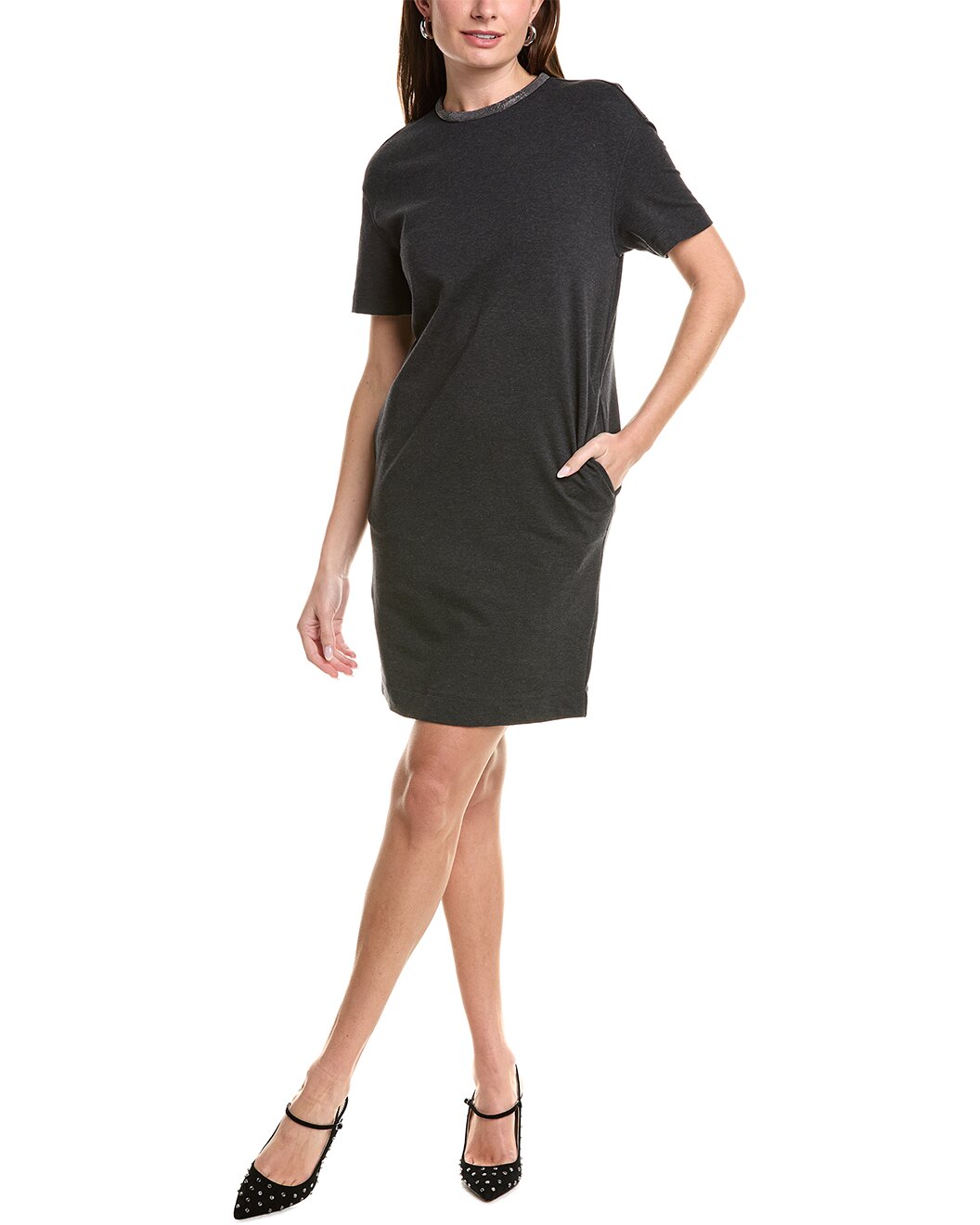 BRUNELLO CUCINELLI WOMEN'S DARK GREY SHIFT DRESS