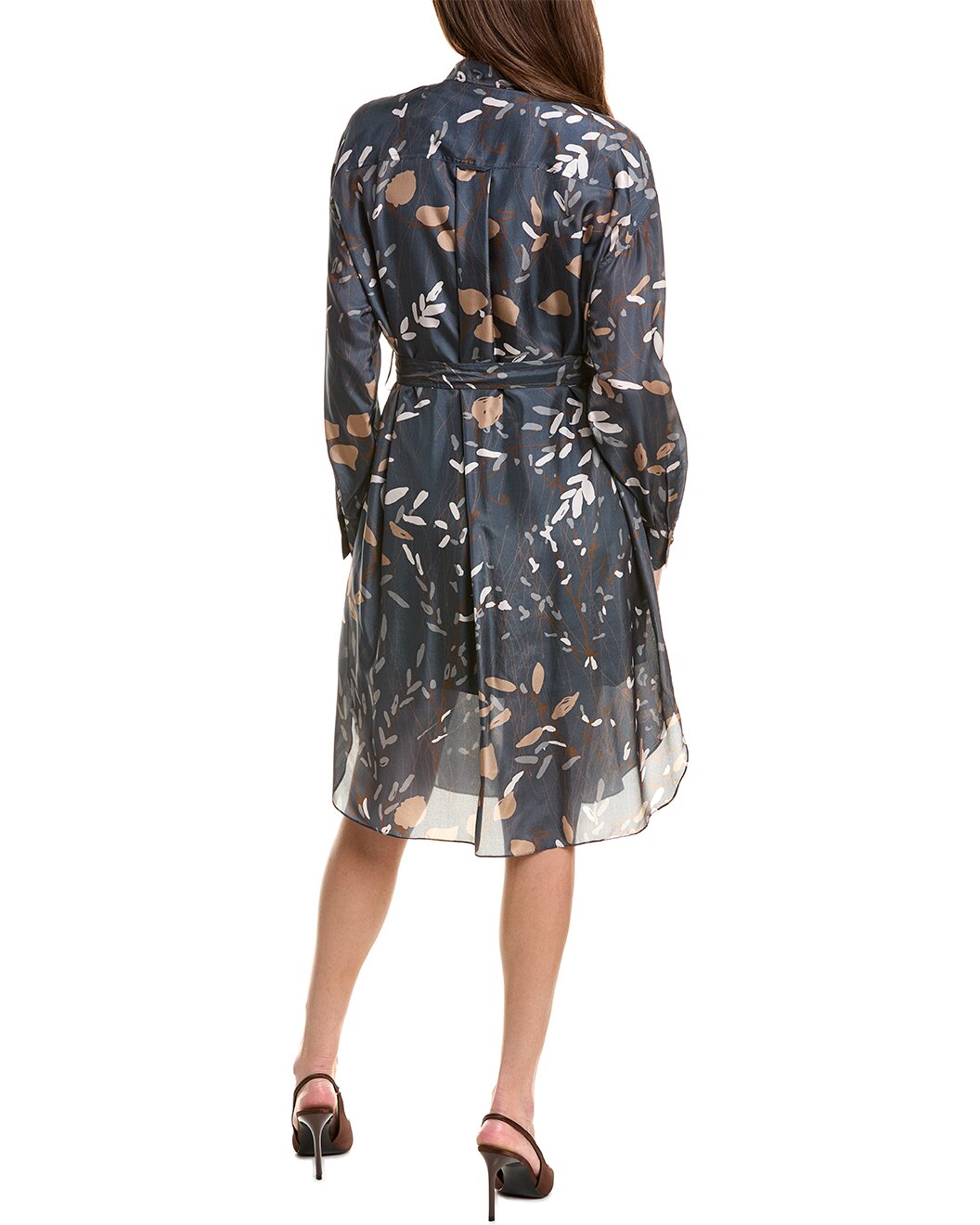 BRUNELLO CUCINELLI WOMEN'S BLUE SILK SHIRT DRESS