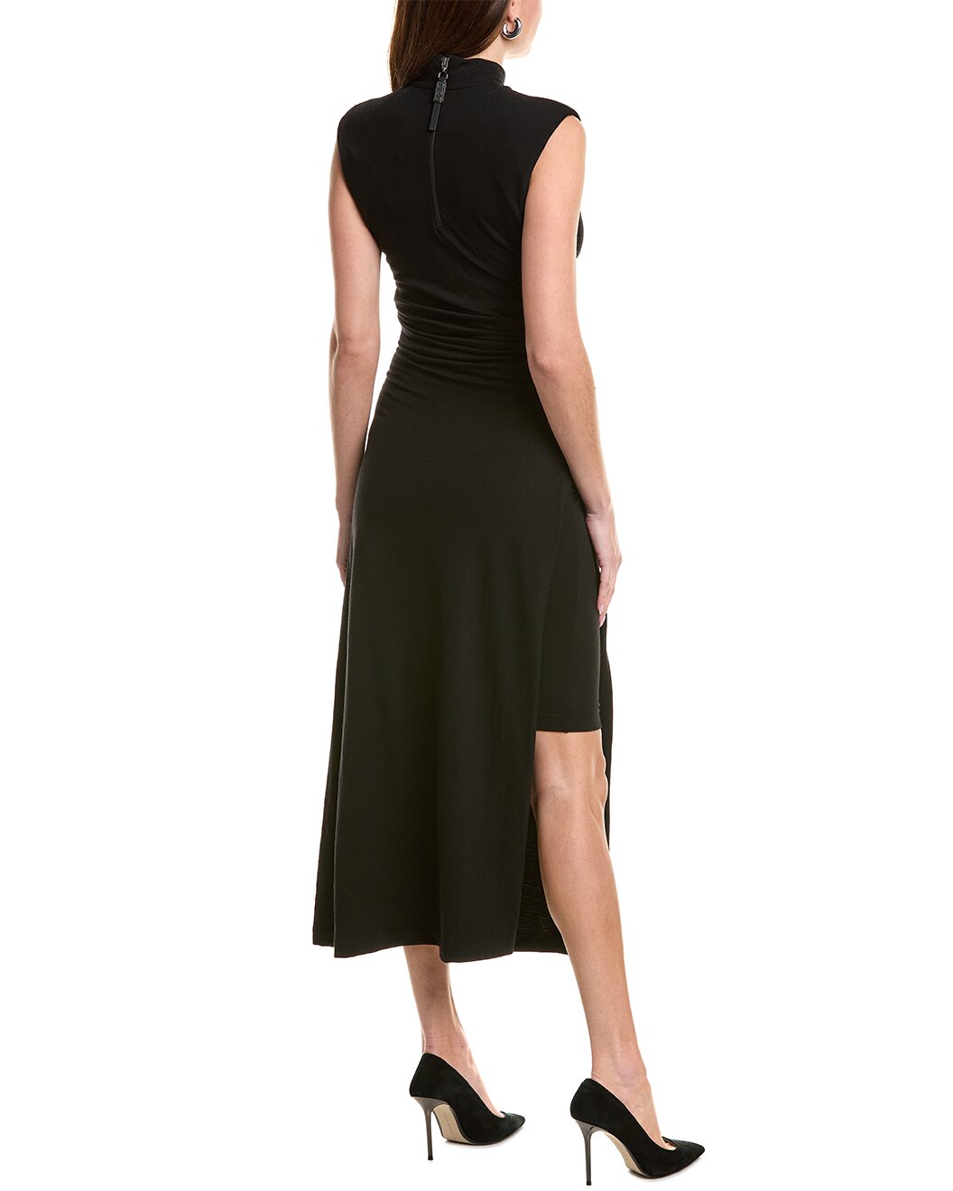 BRUNELLO CUCINELLI WOMEN'S BLACK WOOL SLEEVELESS TURTLENECK MIDI DRESS