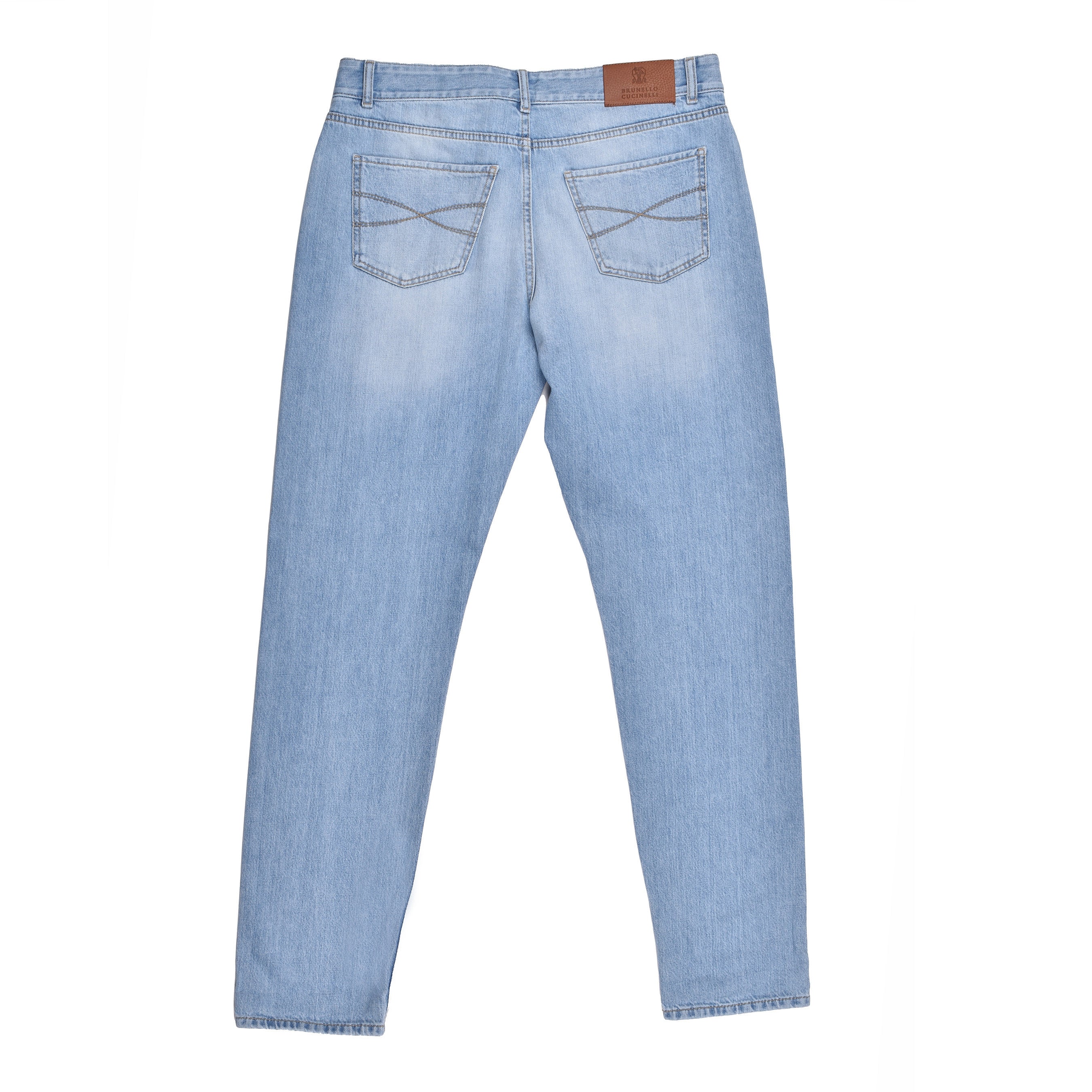 BRUNELLO CUCINELLI MEN'S 100% COTTON DISTRESSED 5 POCKET SELVEDGE DENIM JEANS