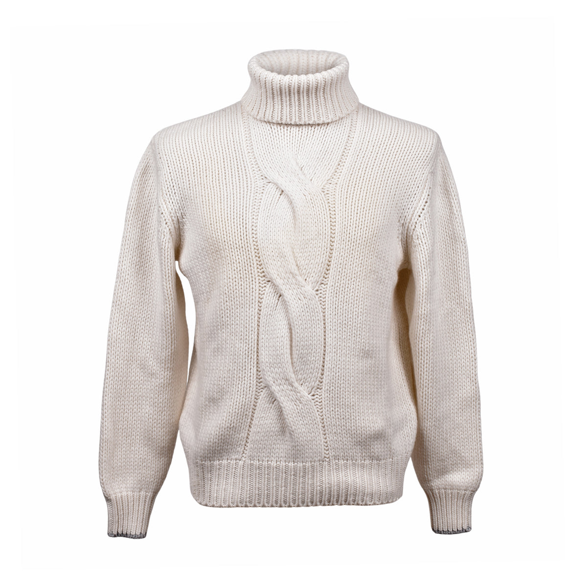 BRUNELLO CUCINELLI MEN'S CREAM CASHMERE CABLE SWEATER