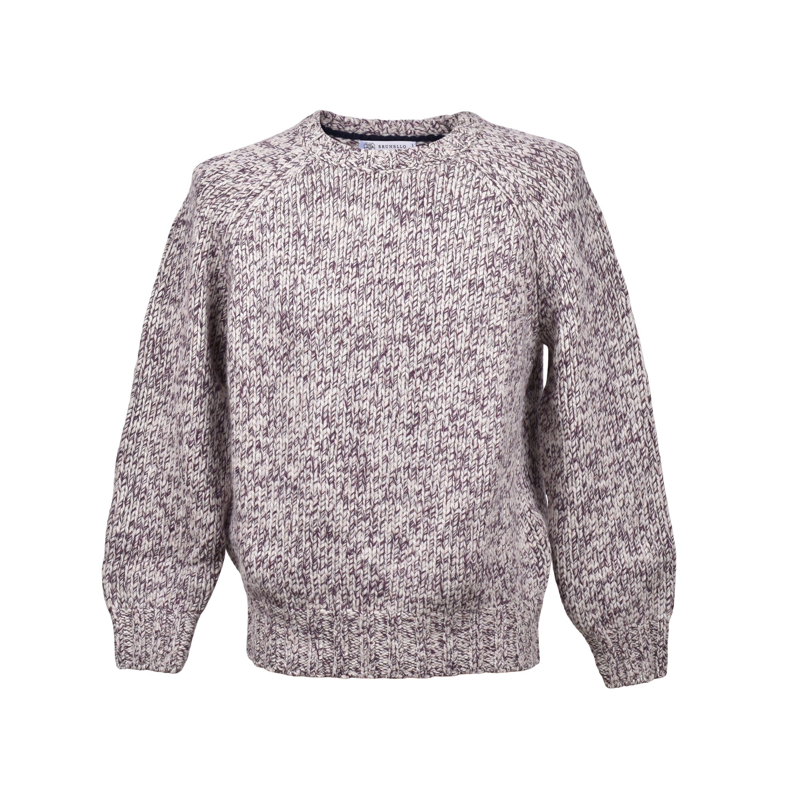 BRUNELLO CUCINELLI MEN'S ECRU CASHMERE BLEND CREW NECK SWEATER