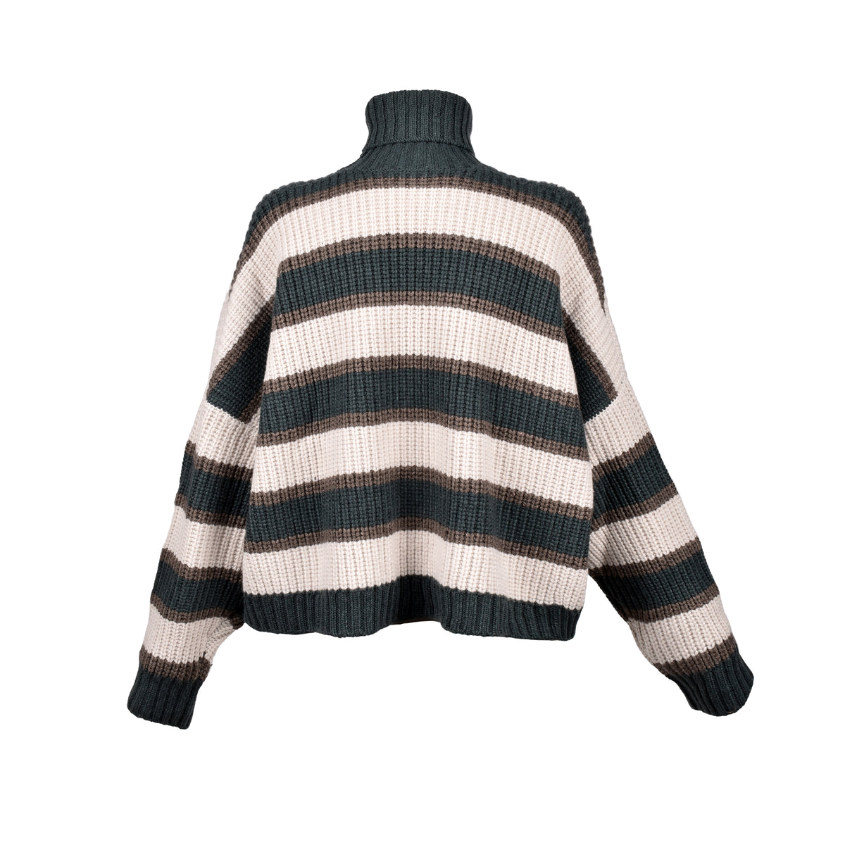 BRUNELLO CUCINELLI WOMEN'S STRIPED CASHMERE KNIT TURTLENECK SWEATER