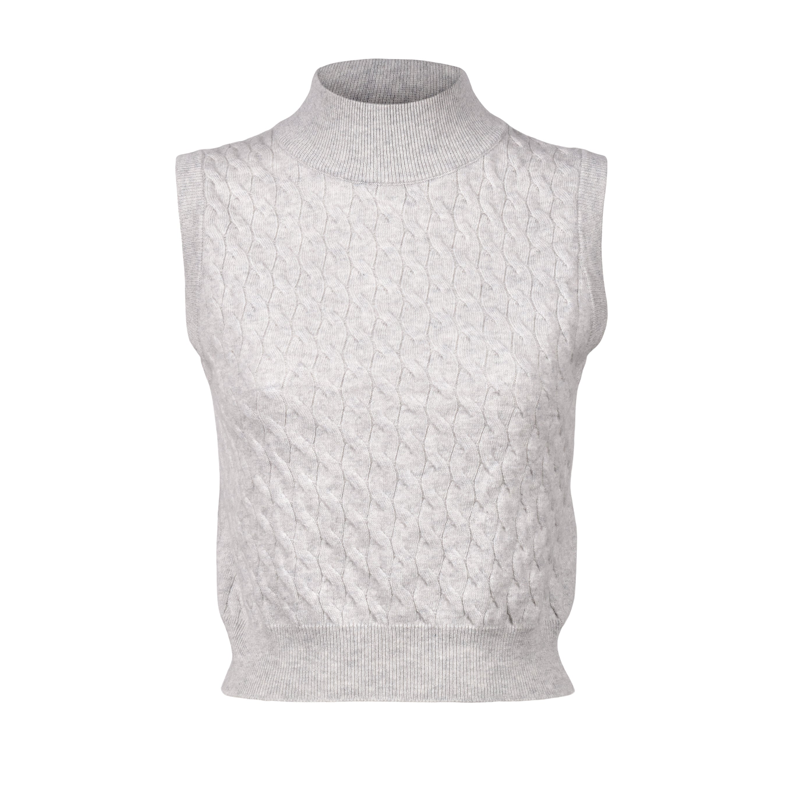 BRUNELLO CUCINELLI WOMEN'S GRAY CASHMERE CABLE KNIT SWEATER