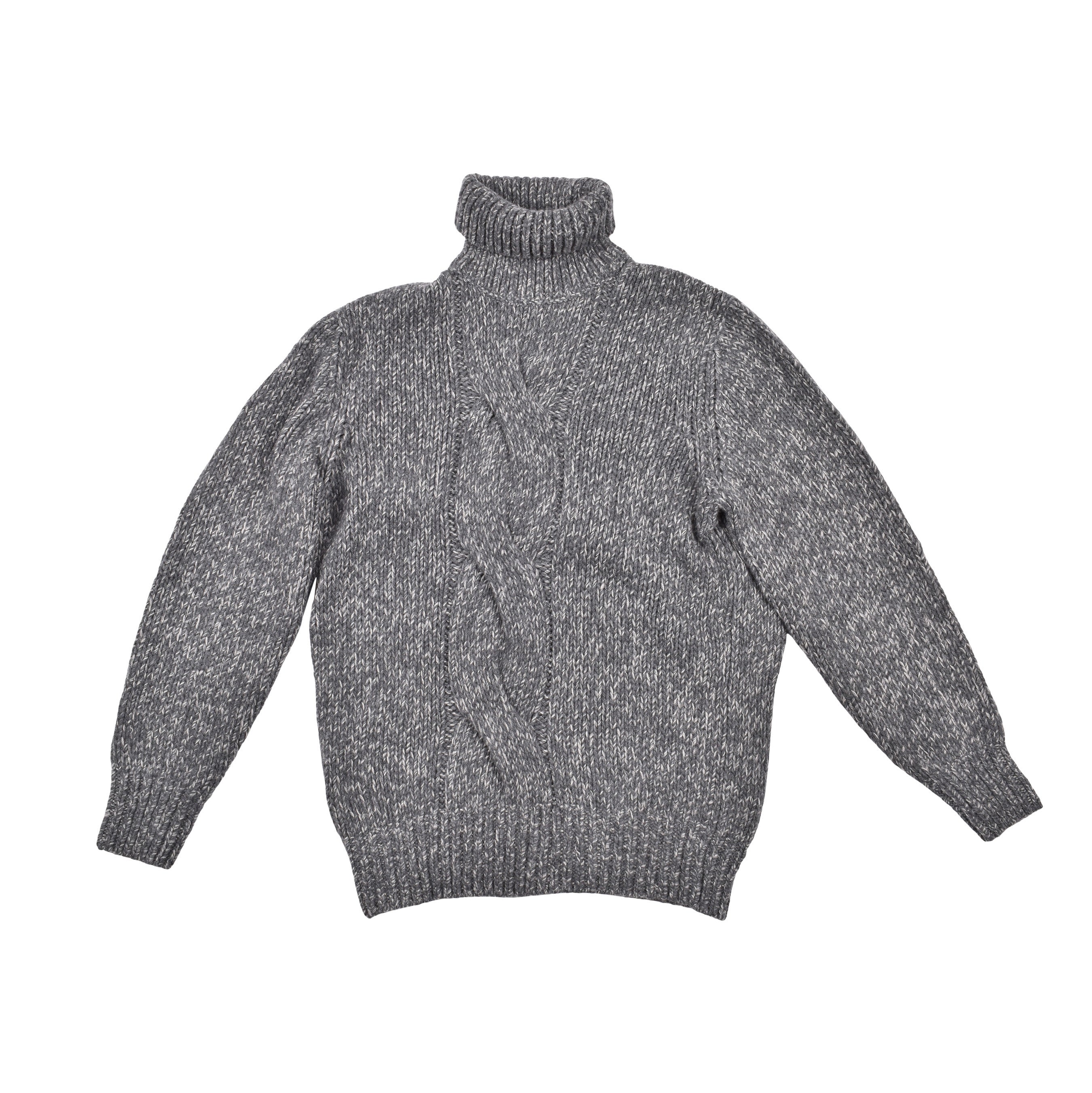 BRUNELLO CUCINELLI MEN'S GRAY CASHMERE CABLE KNIT TURTLENECK