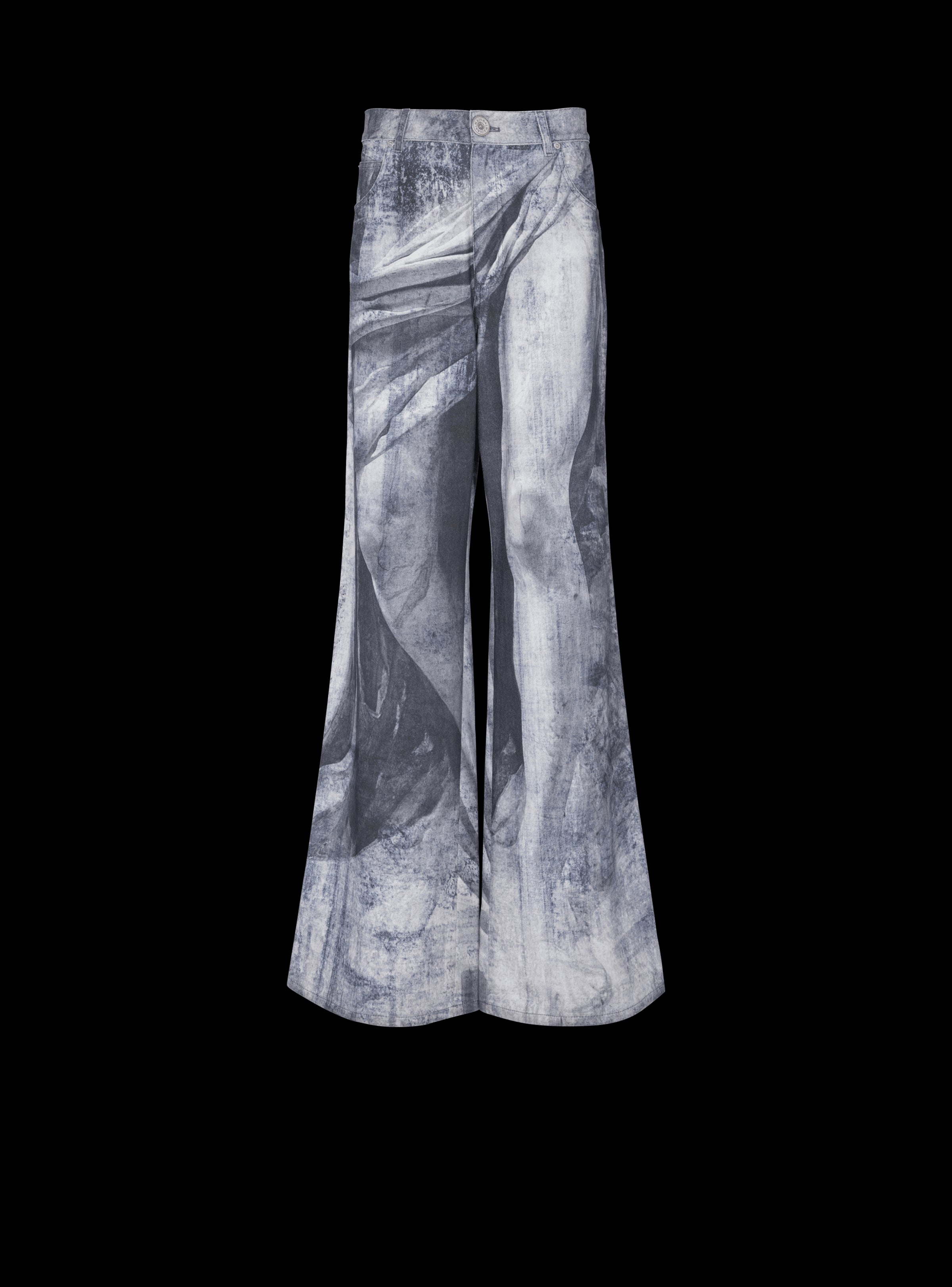BALMAIN MEN'S STATUE PRINTED LOOSE DENIM PANTS NWT