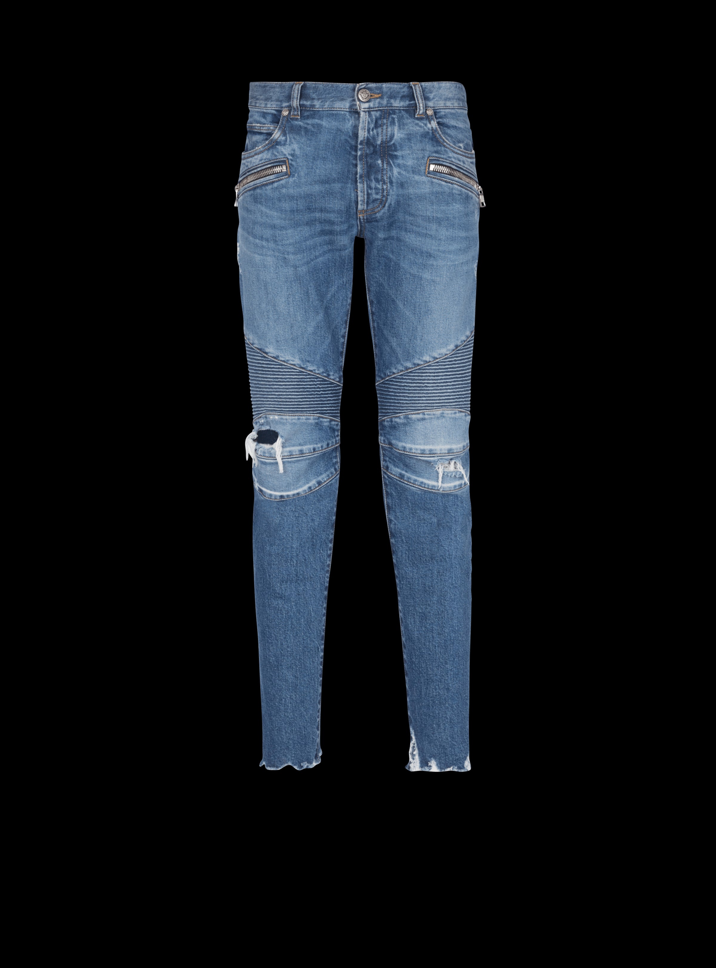 BALMAIN MEN'S RIBBED SLIM JEANS - DOUBLE STONEWASH NWT