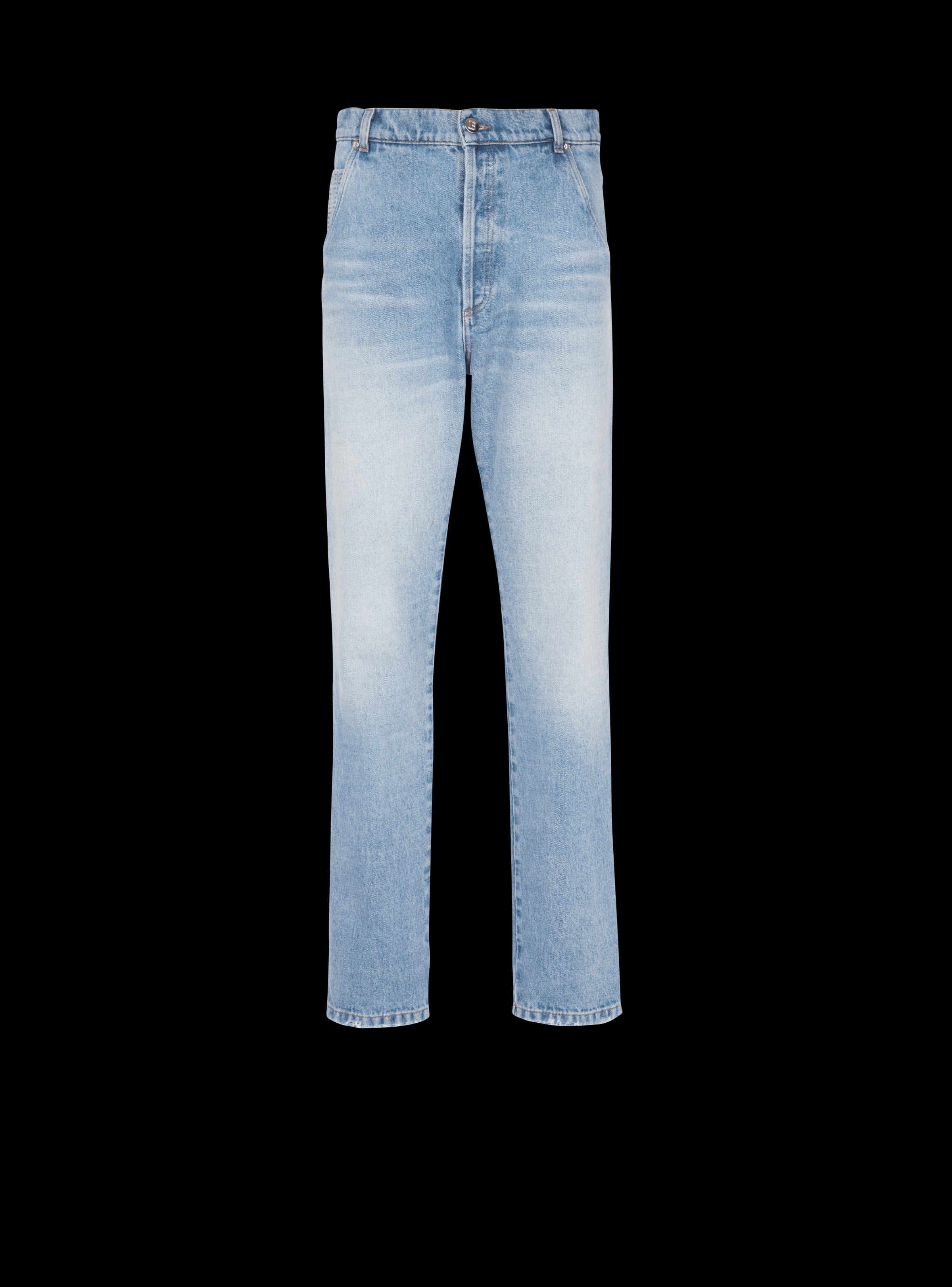 BALMAIN MEN'S STRAIGHT MONOGRAM DENIM PANTS NWT