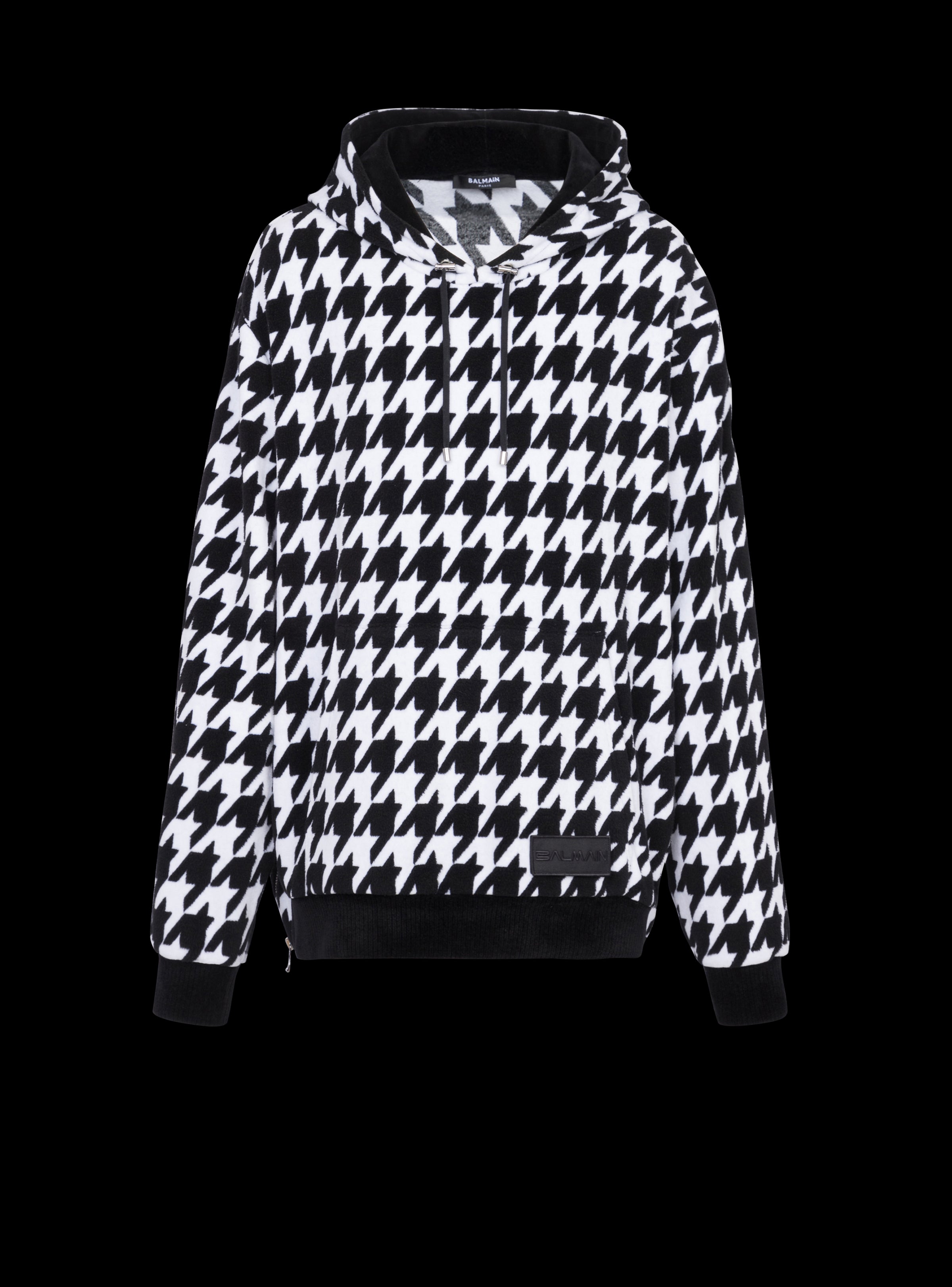 BALMAIN MEN'S HOUNDSTOOTH HOODIE NWT