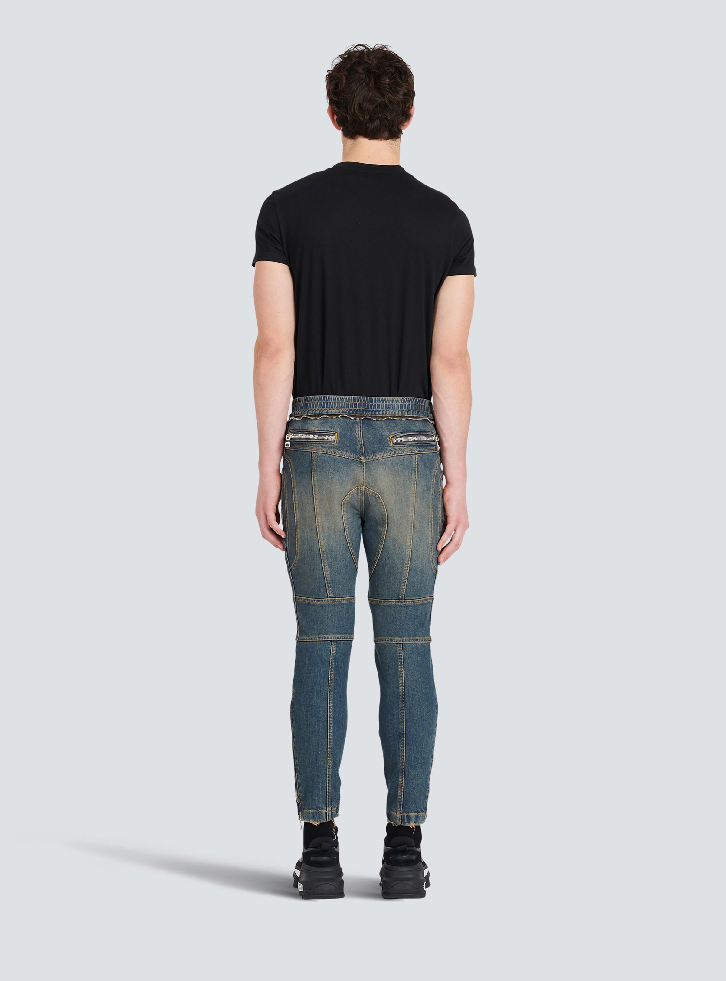 BALMAIN MEN'S KNEE-PADS DESTROYED RIDER JEANS NWT
