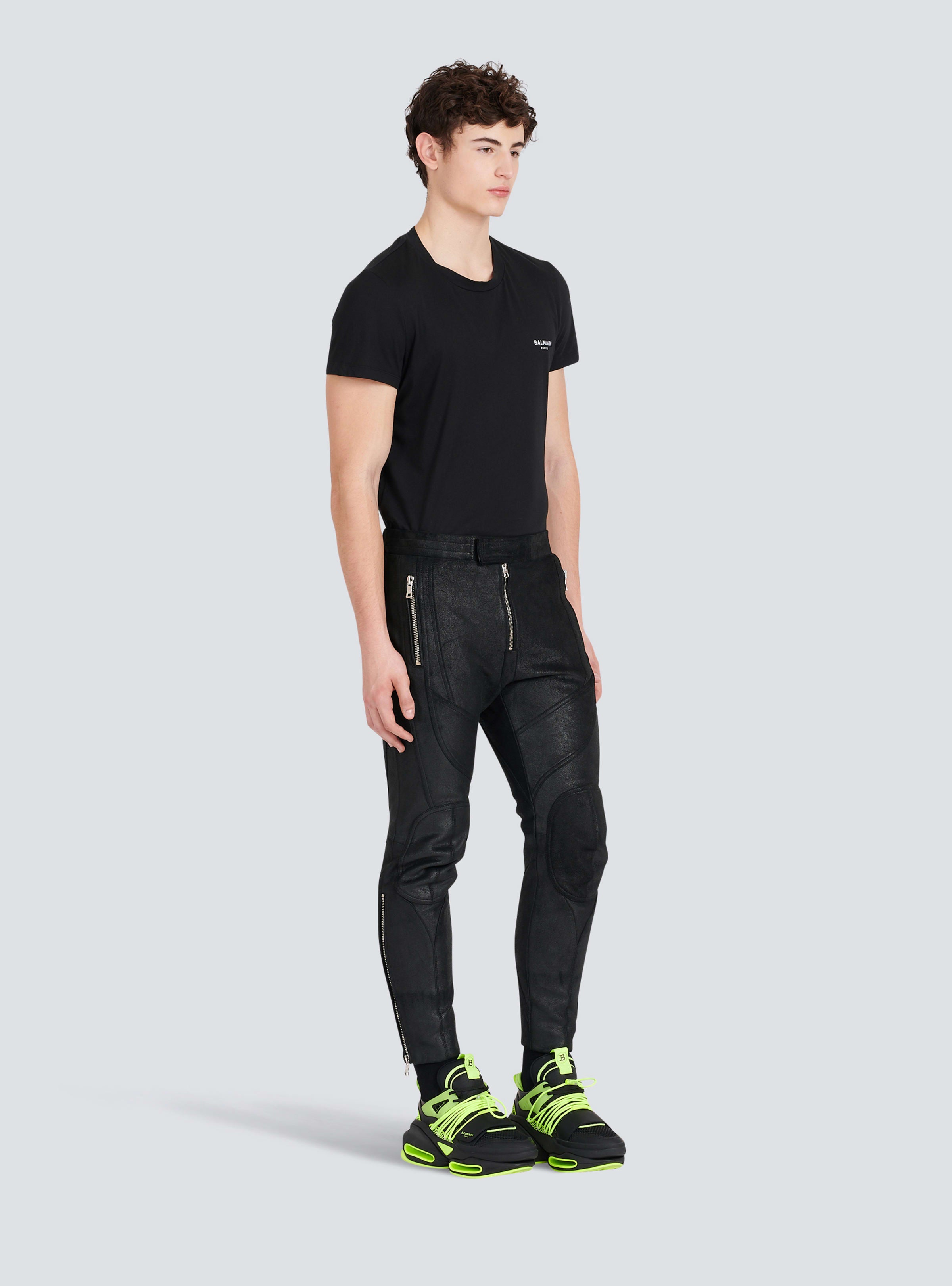 BALMAIN MEN'S V-CUT LEATHER RIDER PANTS NWT
