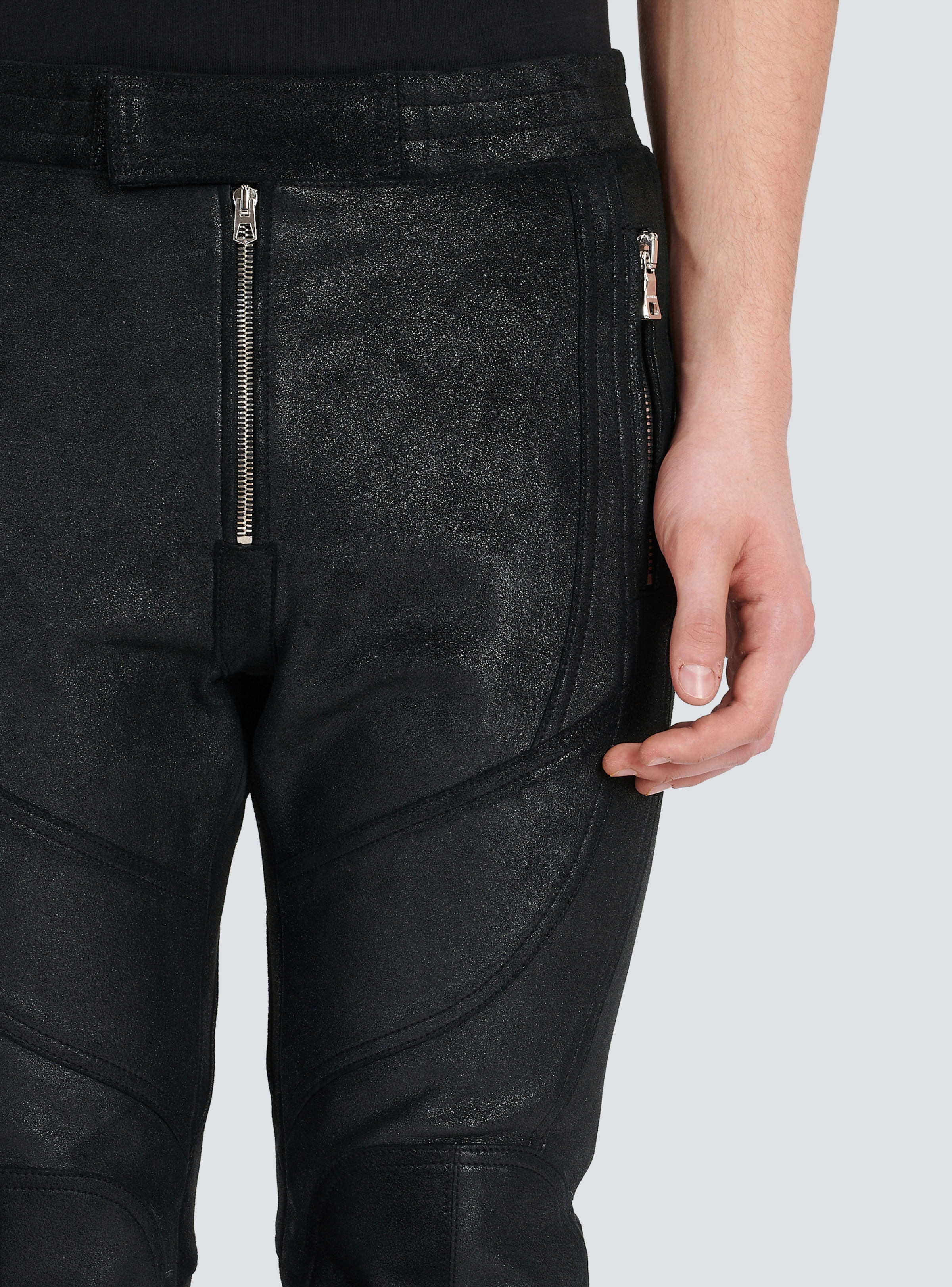 BALMAIN MEN'S V-CUT LEATHER RIDER PANTS NWT