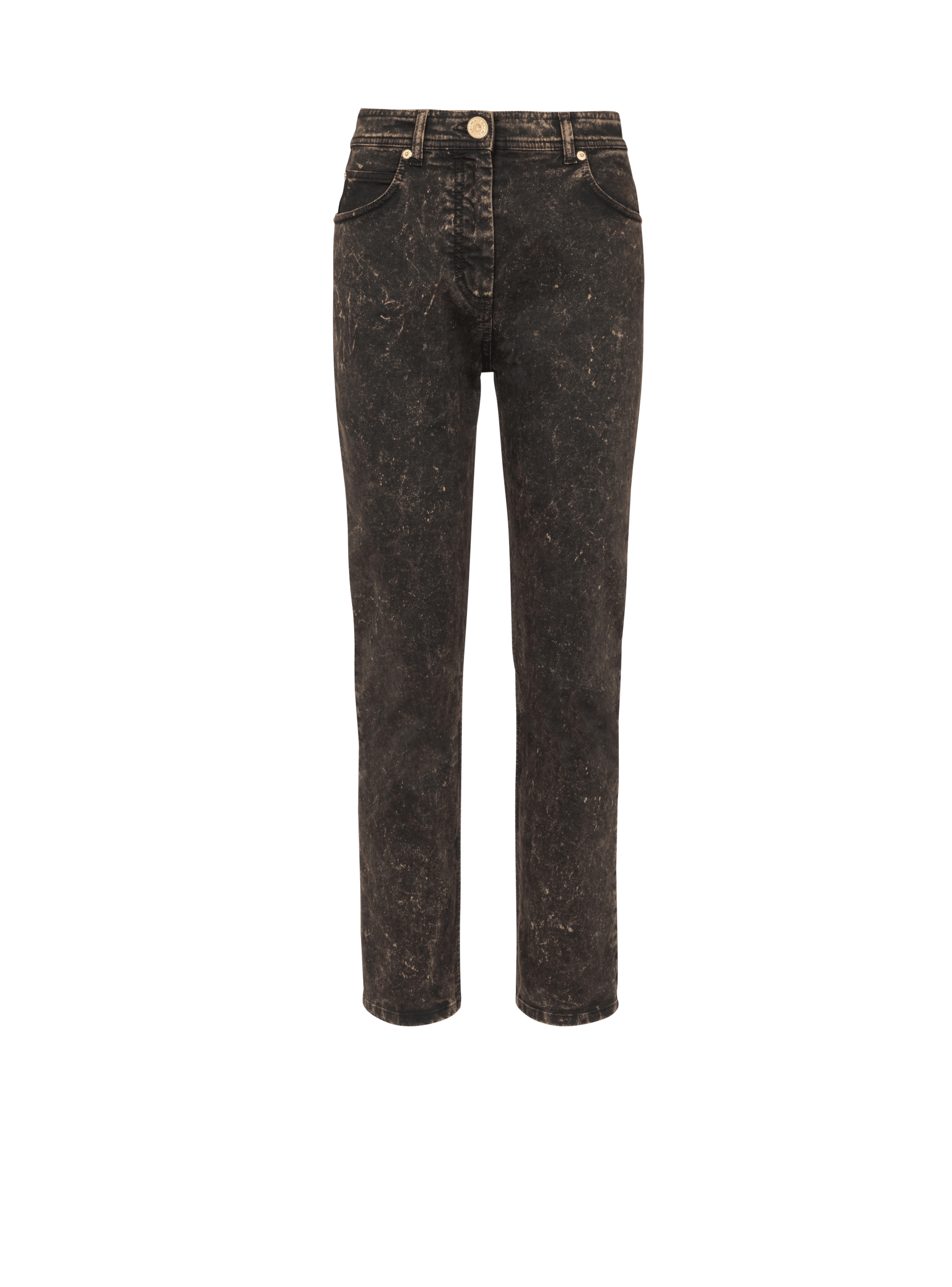 BALMAIN WOMEN'S HW MARBLE DENIM STRAIGHT JEANS NWT