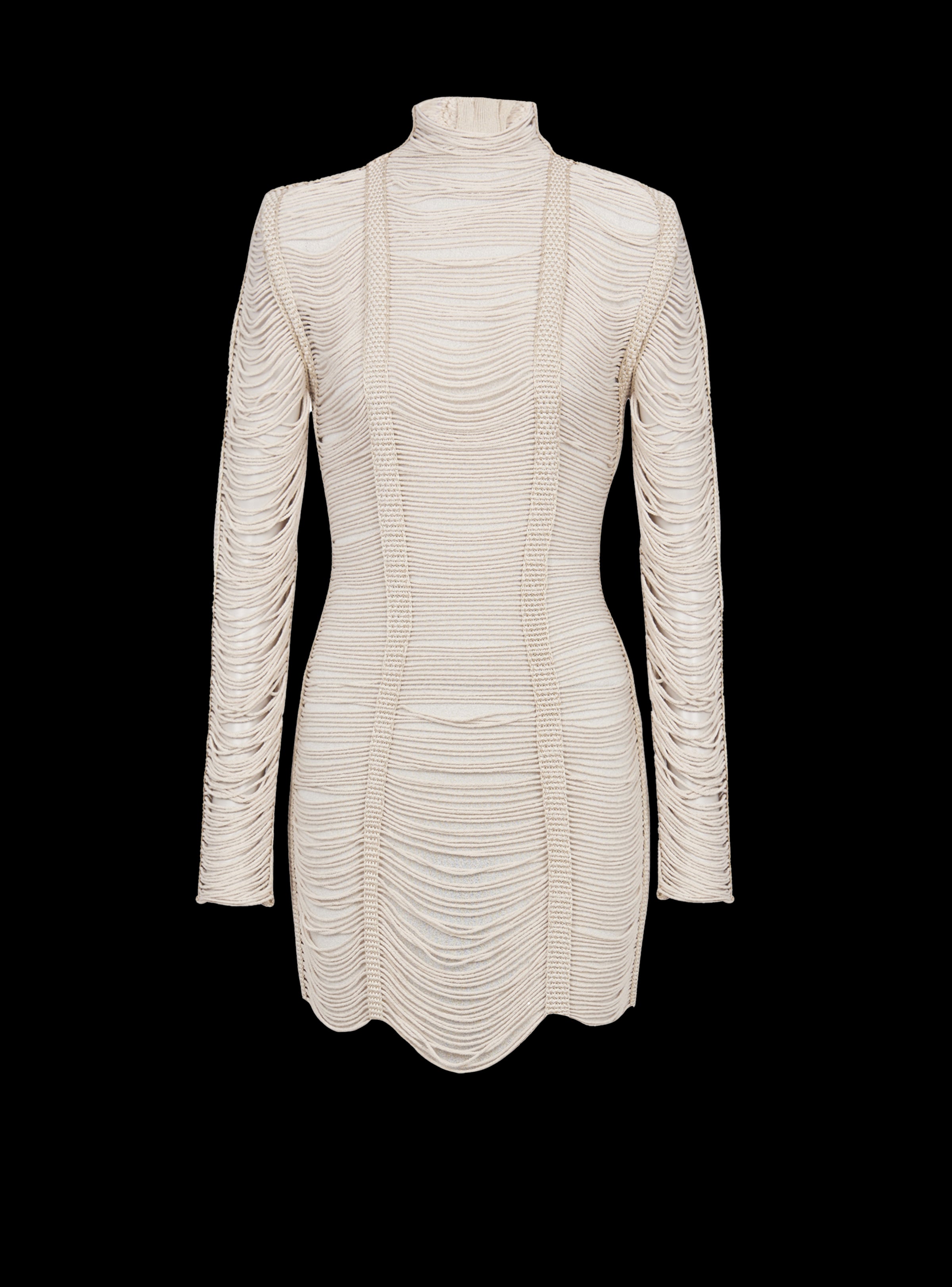 BALMAIN WOMEN'S LS MACRAME KNIT SHORT DRESS NWT