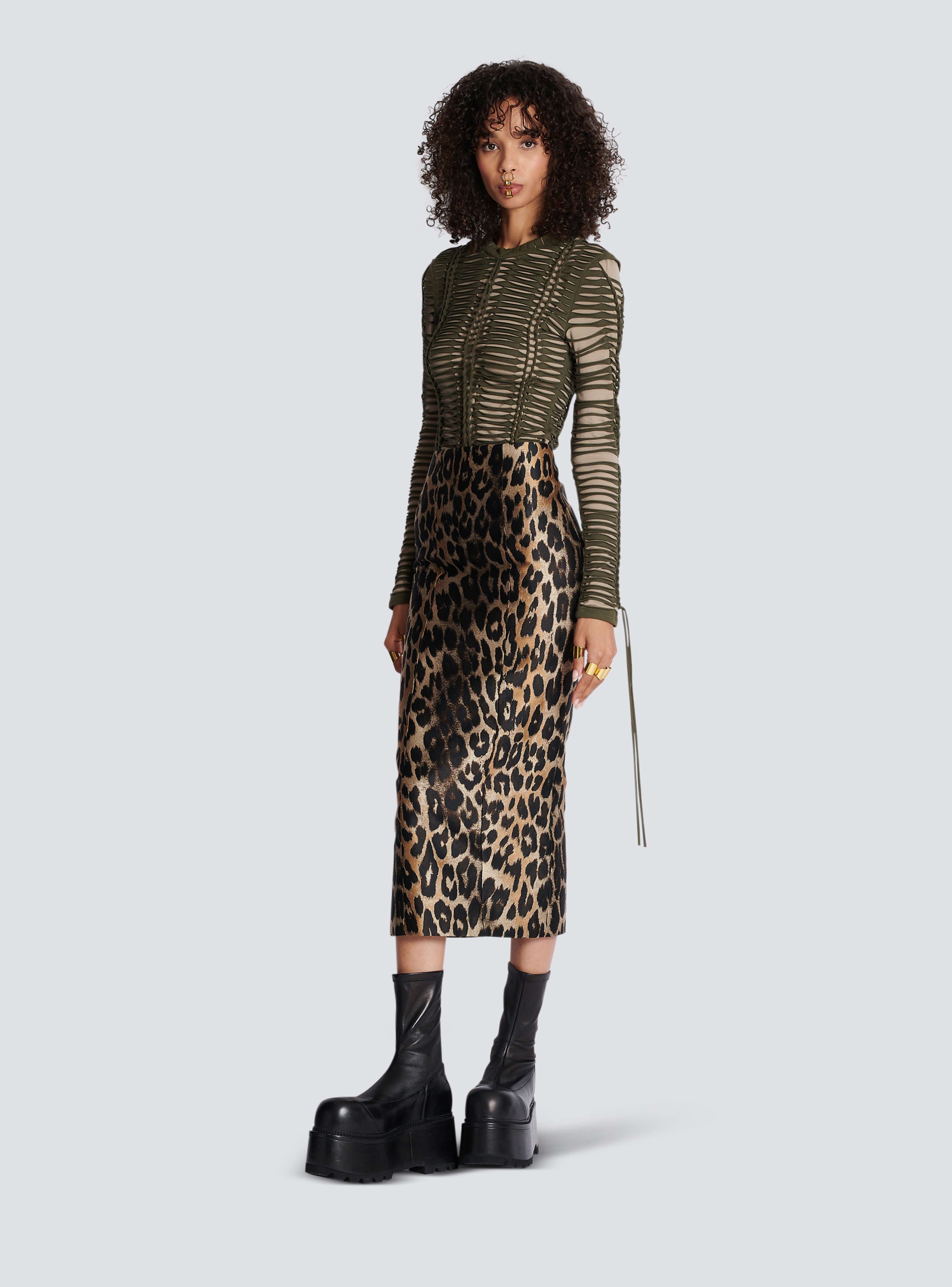 BALMAIN WOMEN'S LS BRAIDED JERSEY TOP NWT