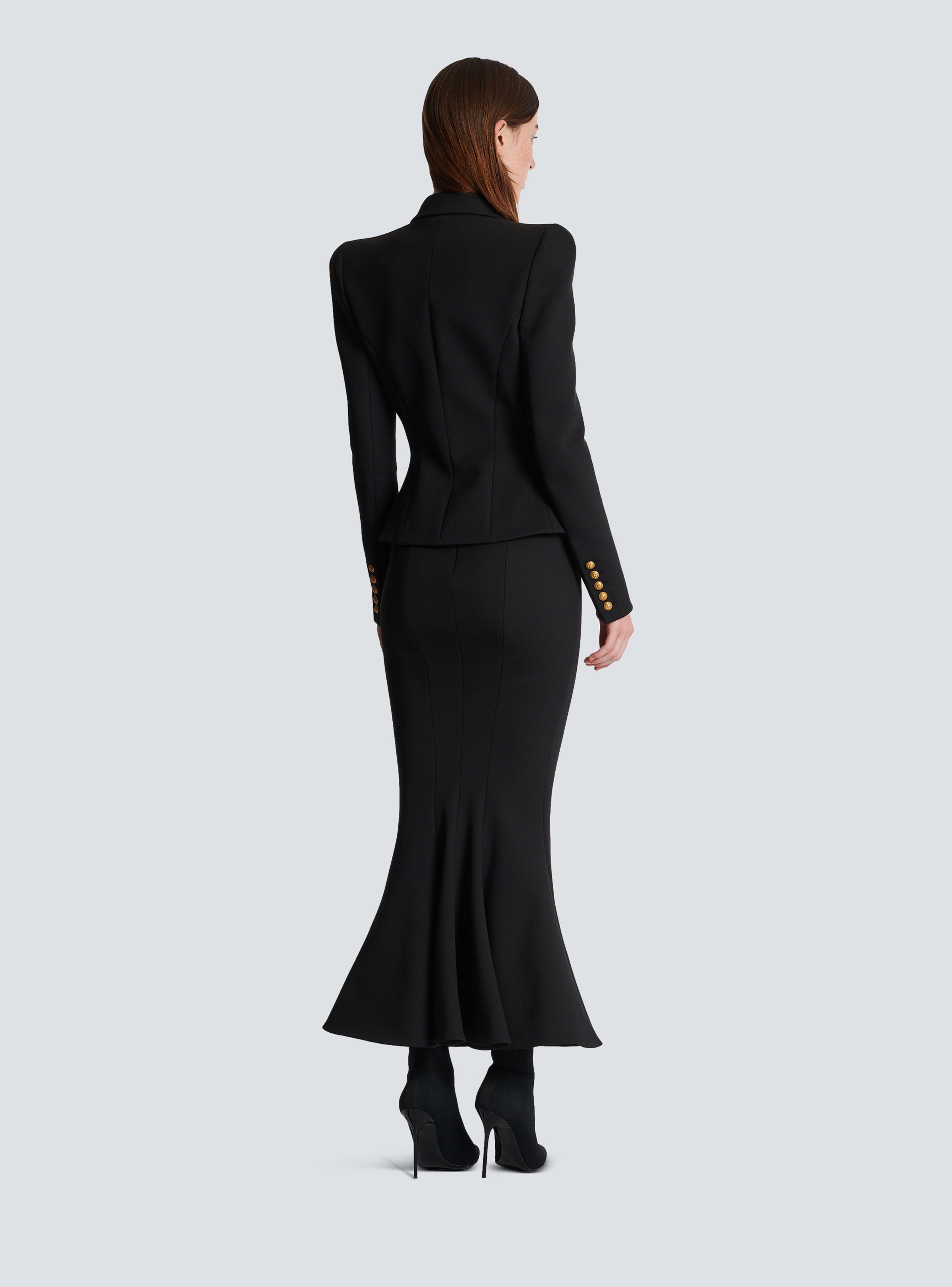 BALMAIN WOMEN'S HW 6 BTN STRETCH GDP MIDI SKIRT NWT