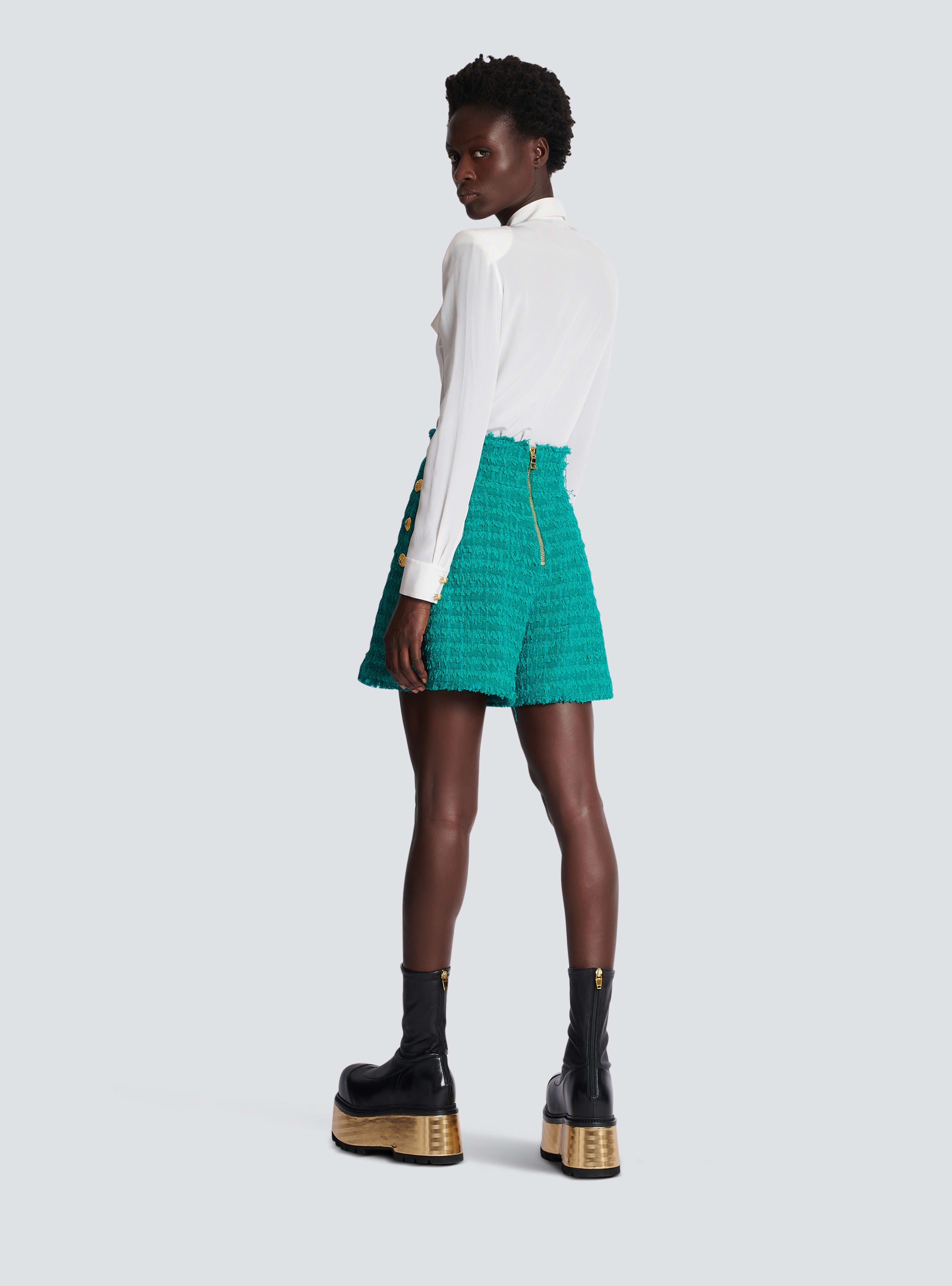 BALMAIN WOMEN'S HW 6 BTN TWEED SHORTS NWT