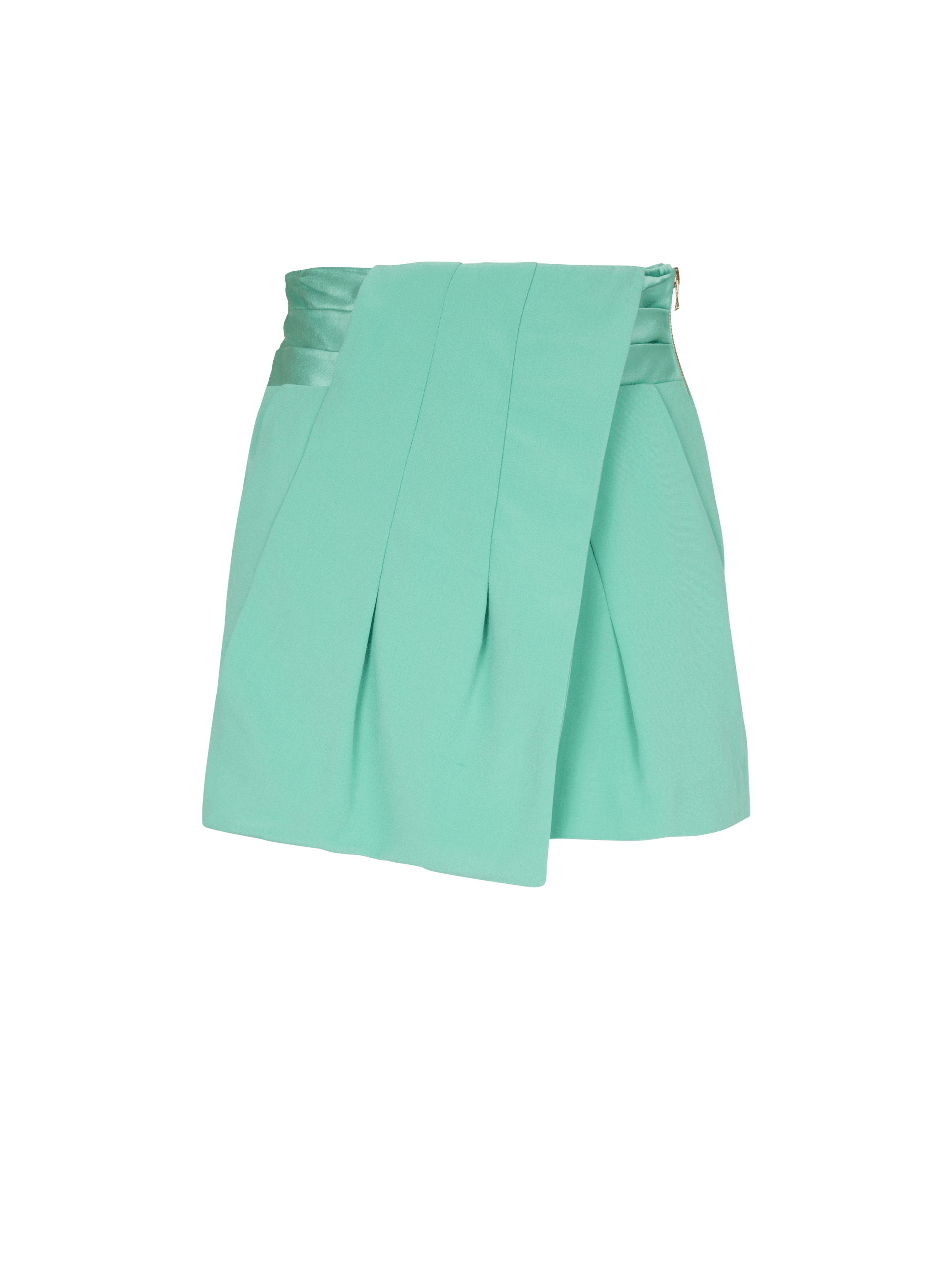 BALMAIN WOMEN'S HW SATIN WAISTBAND CREPE DRAPED SHORTS NWT