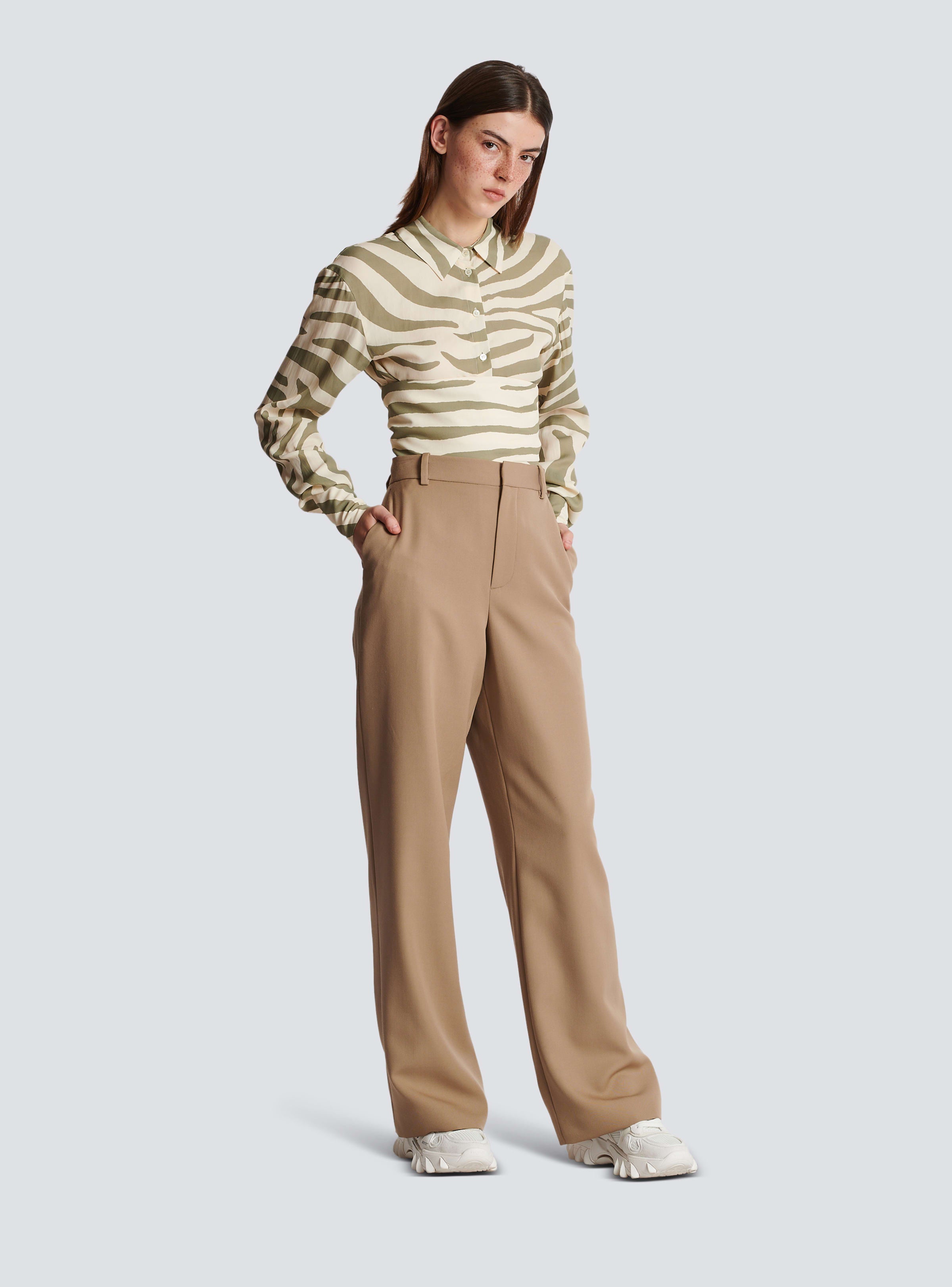 BALMAIN WOMEN'S GRAIN DE POUDRE WIDE LEG PANTS NWT
