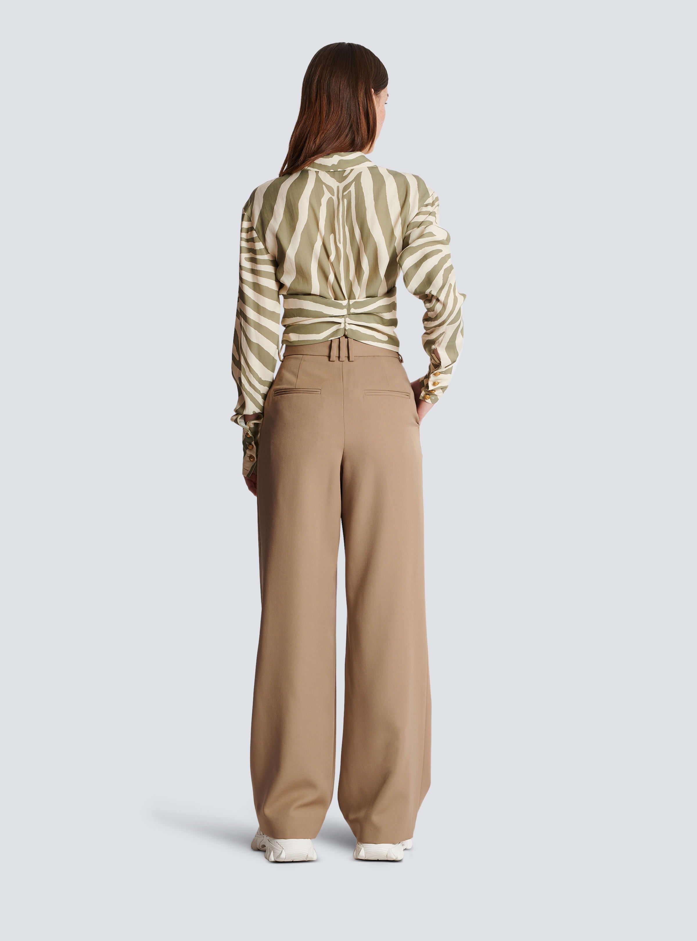 BALMAIN WOMEN'S GRAIN DE POUDRE WIDE LEG PANTS NWT