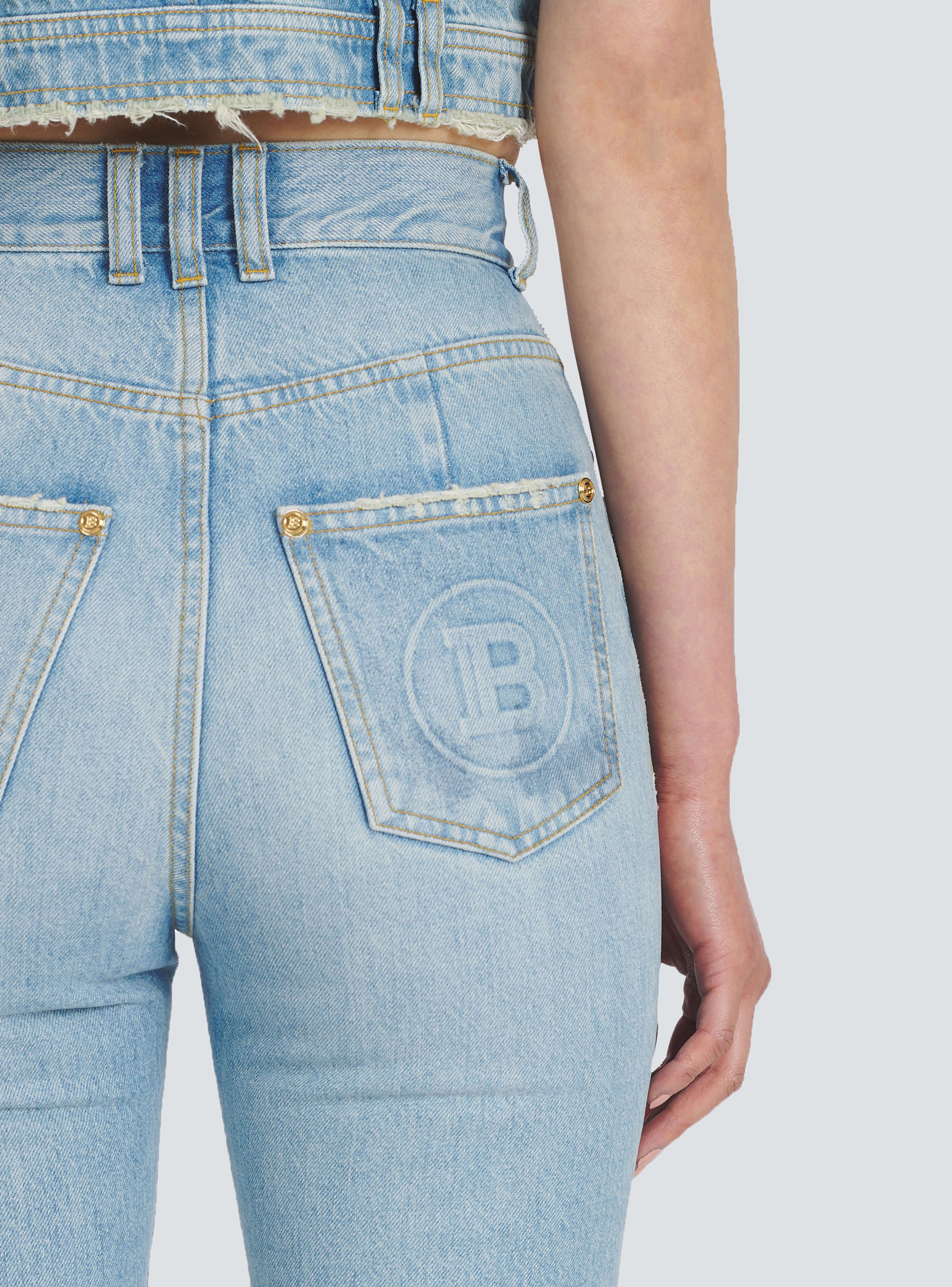 BALMAIN WOMEN'S HIGH WAIST BOOTCUT JEANS W/ MONOGRAM NWT