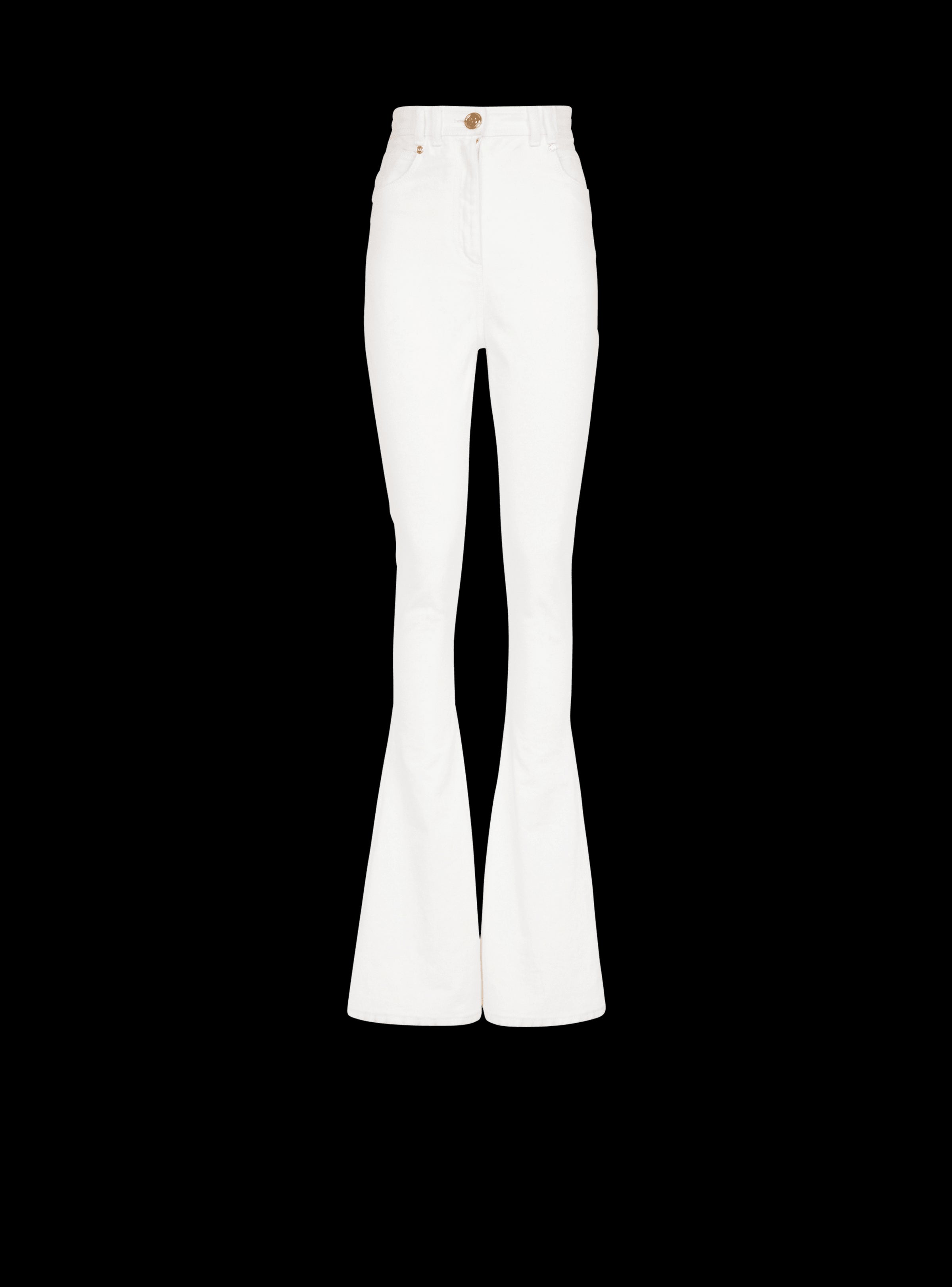 BALMAIN WOMEN'S HIGH WAIST BOOTCUT JEANS W/ MONOGRAM NWT