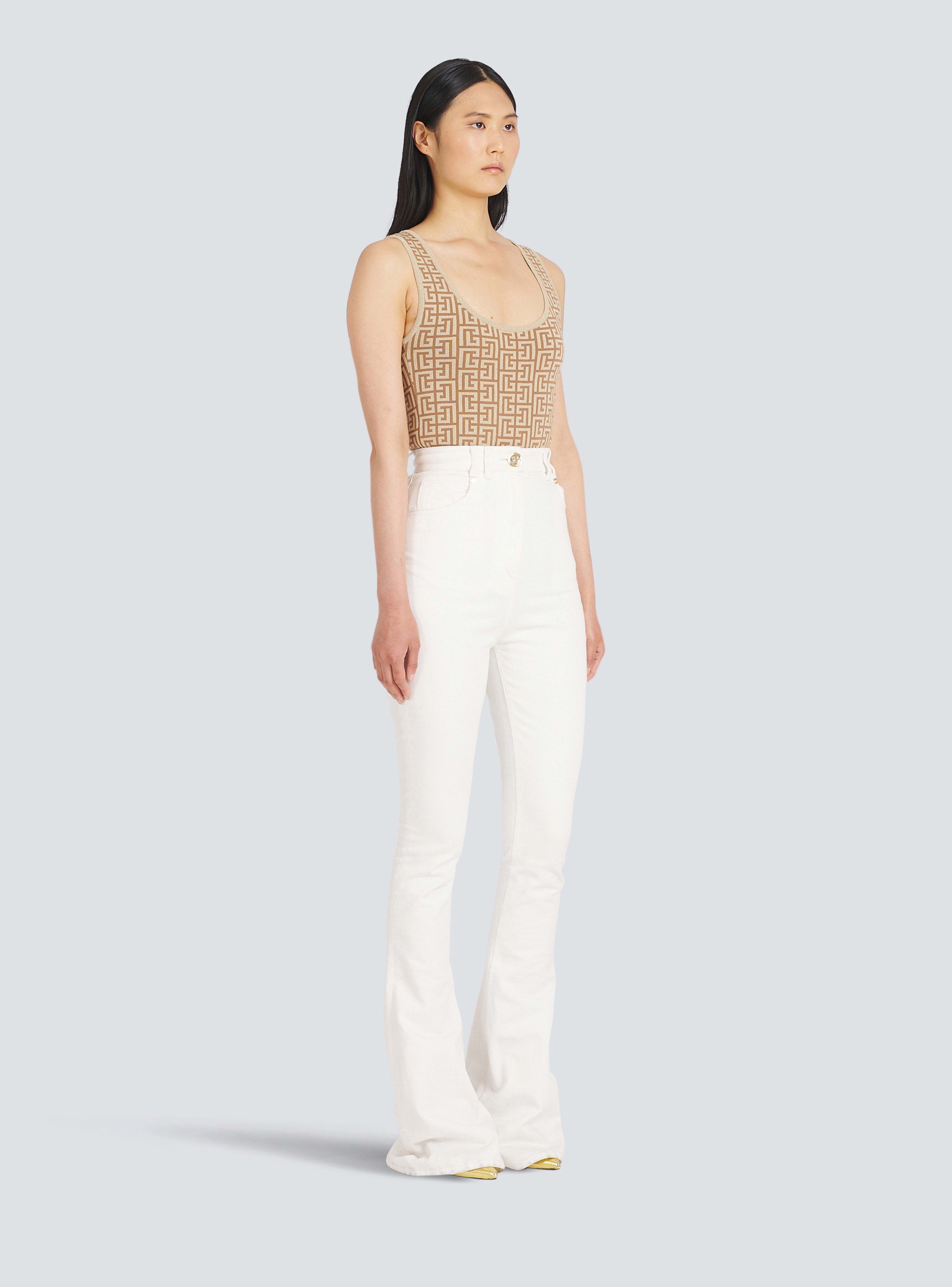 BALMAIN WOMEN'S HIGH WAIST BOOTCUT JEANS W/ MONOGRAM NWT