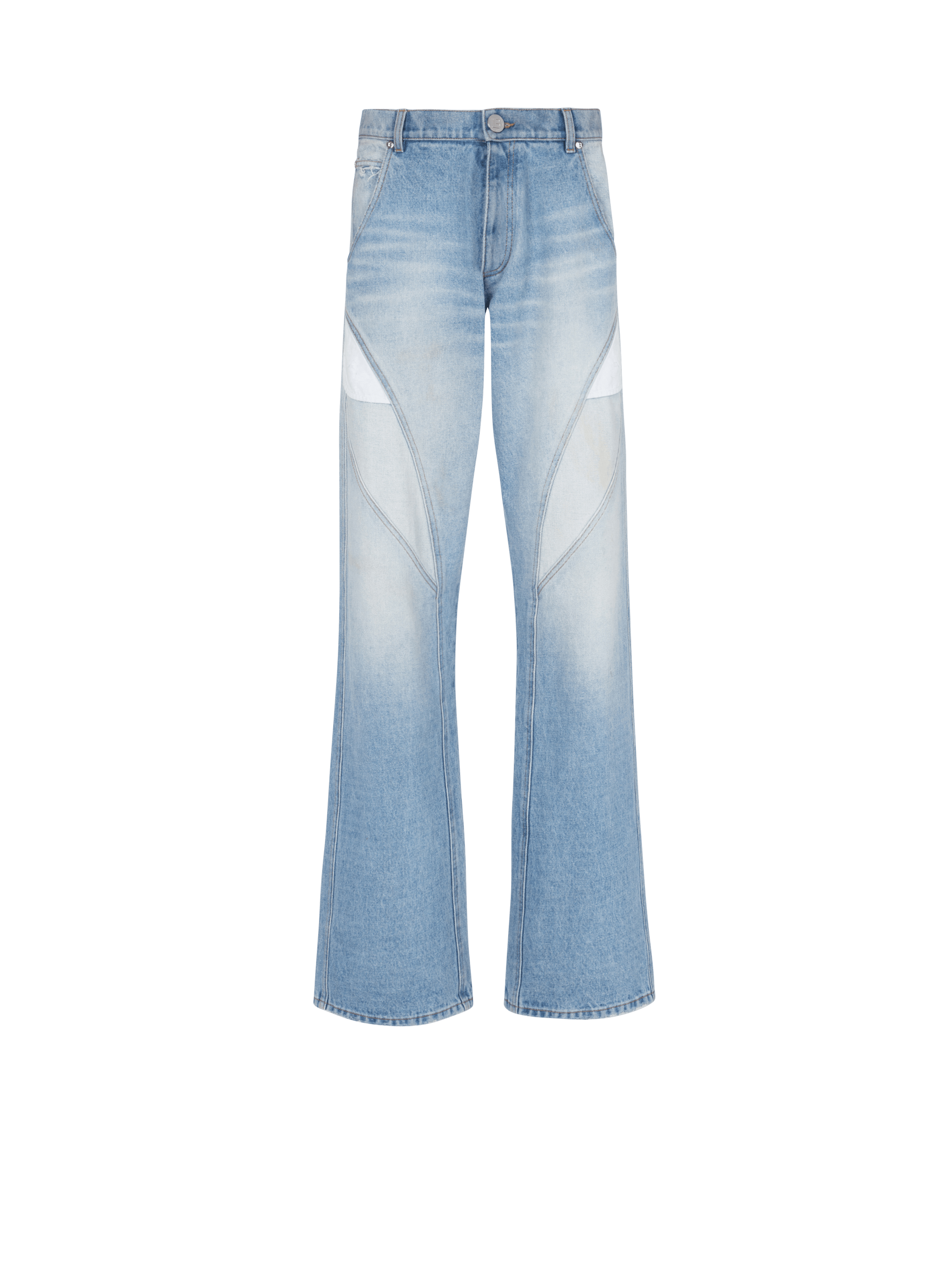 BALMAIN MEN'S MULTICUT LOOSE BLUE DENIM PANTS NWT