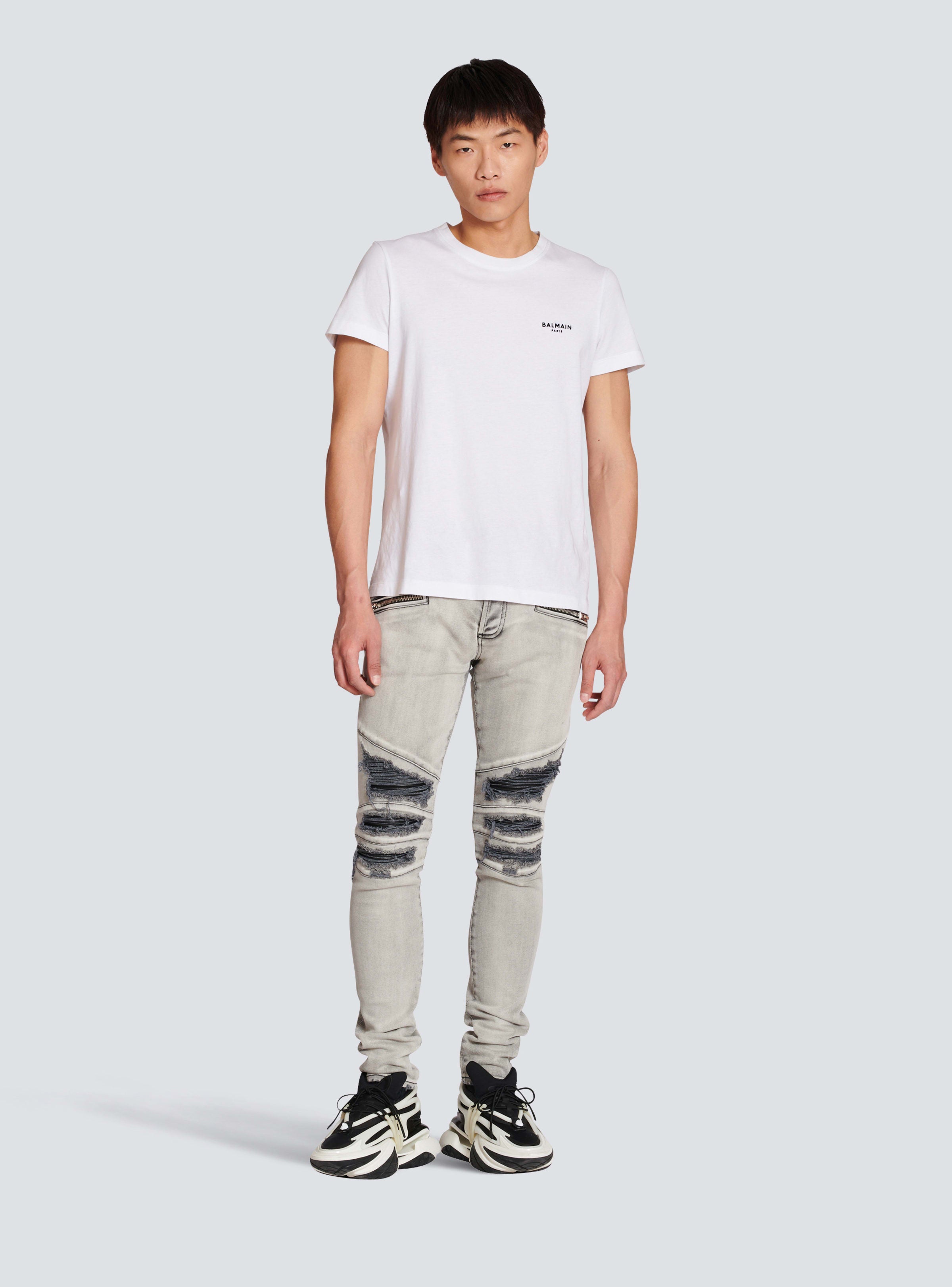BALMAIN MEN'S RIBBED PATCHES SLIM JEANS-5419 NWT