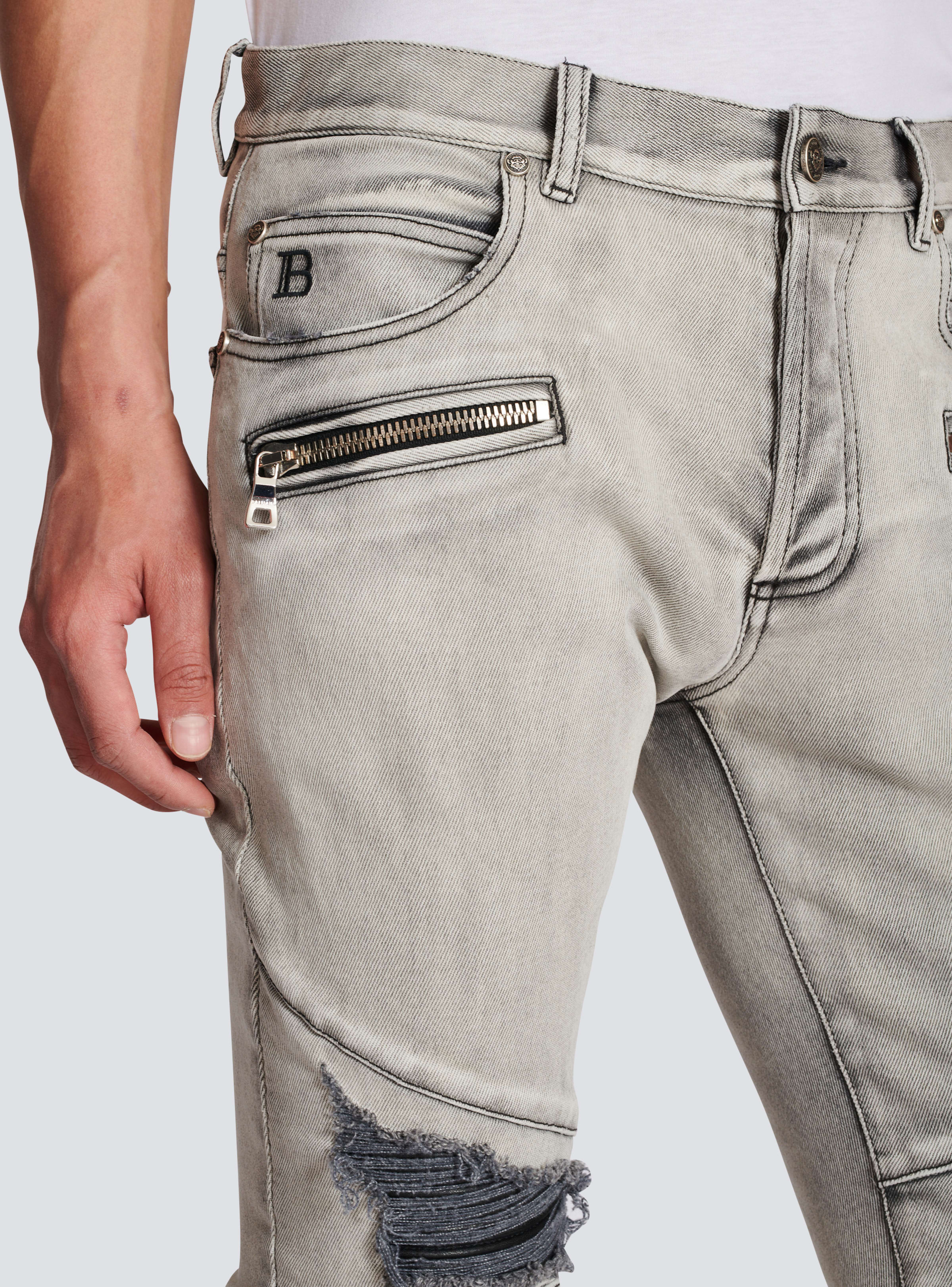 BALMAIN MEN'S RIBBED PATCHES SLIM JEANS-5419 NWT