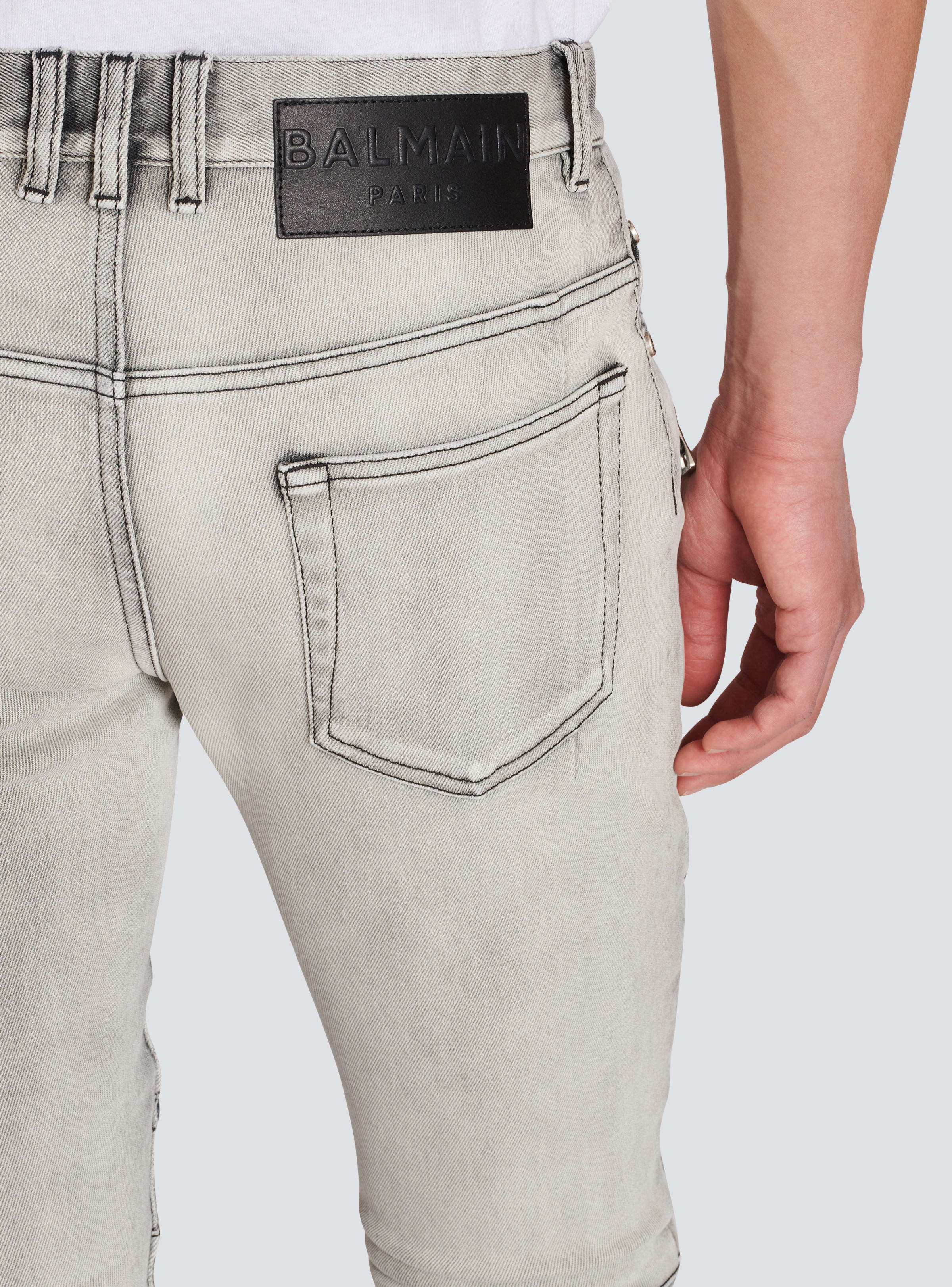 BALMAIN MEN'S RIBBED PATCHES SLIM JEANS-5419 NWT