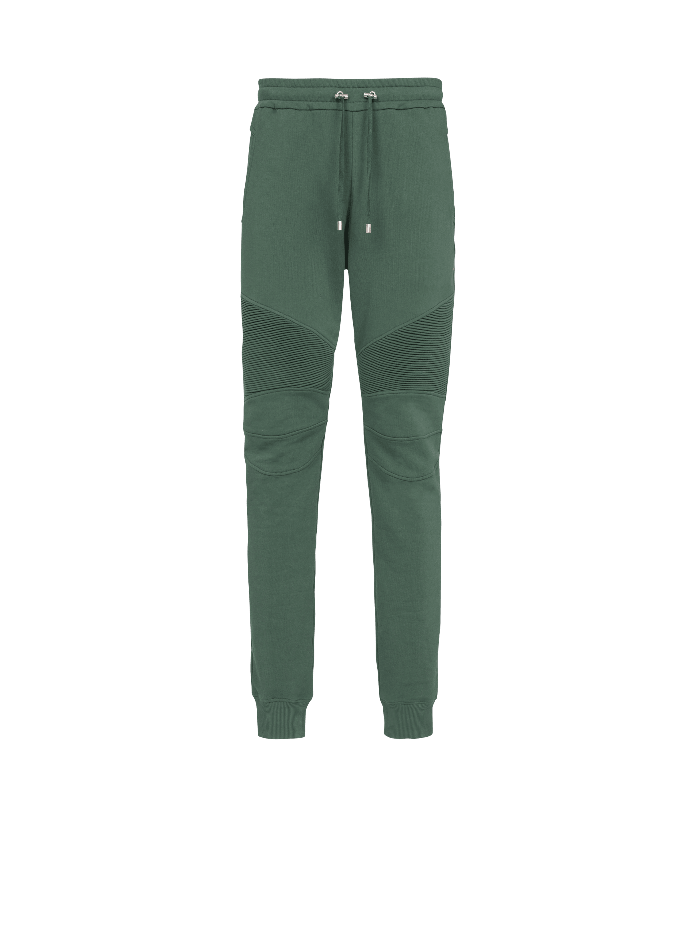 BALMAIN MEN'S RIBBED BALMAIN PRINTED SWEATPANTS NWT