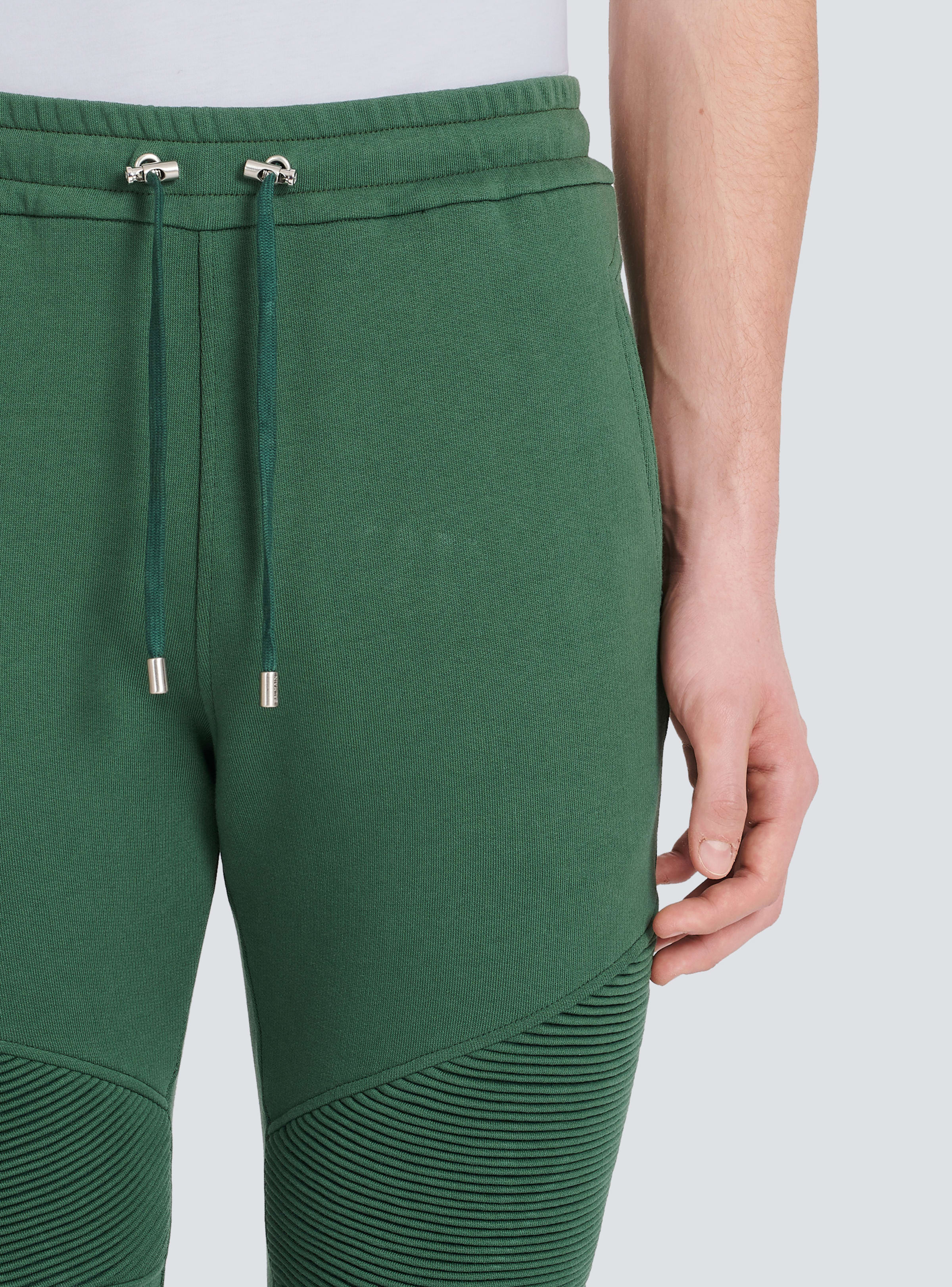 BALMAIN MEN'S RIBBED BALMAIN PRINTED SWEATPANTS NWT