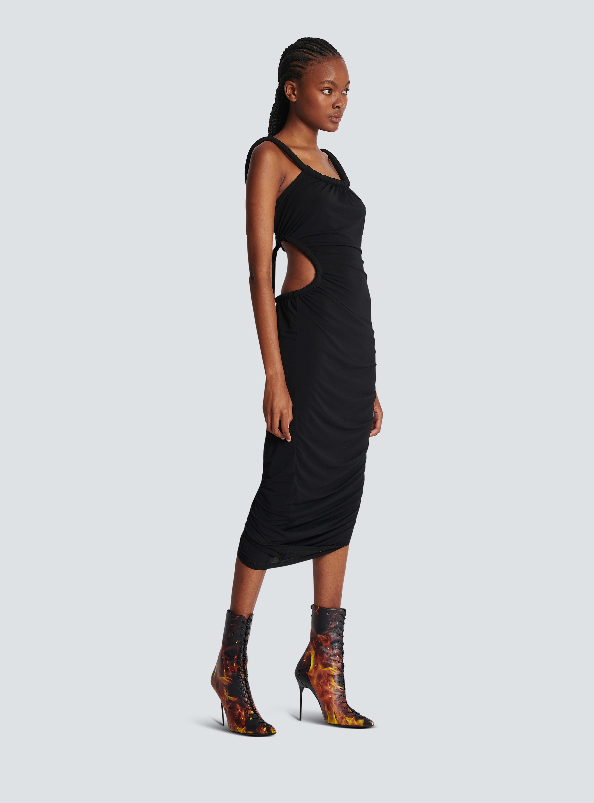 BALMAIN WOMEN'S HALTER DRAPED JERSEY SHORT DRESS NWT