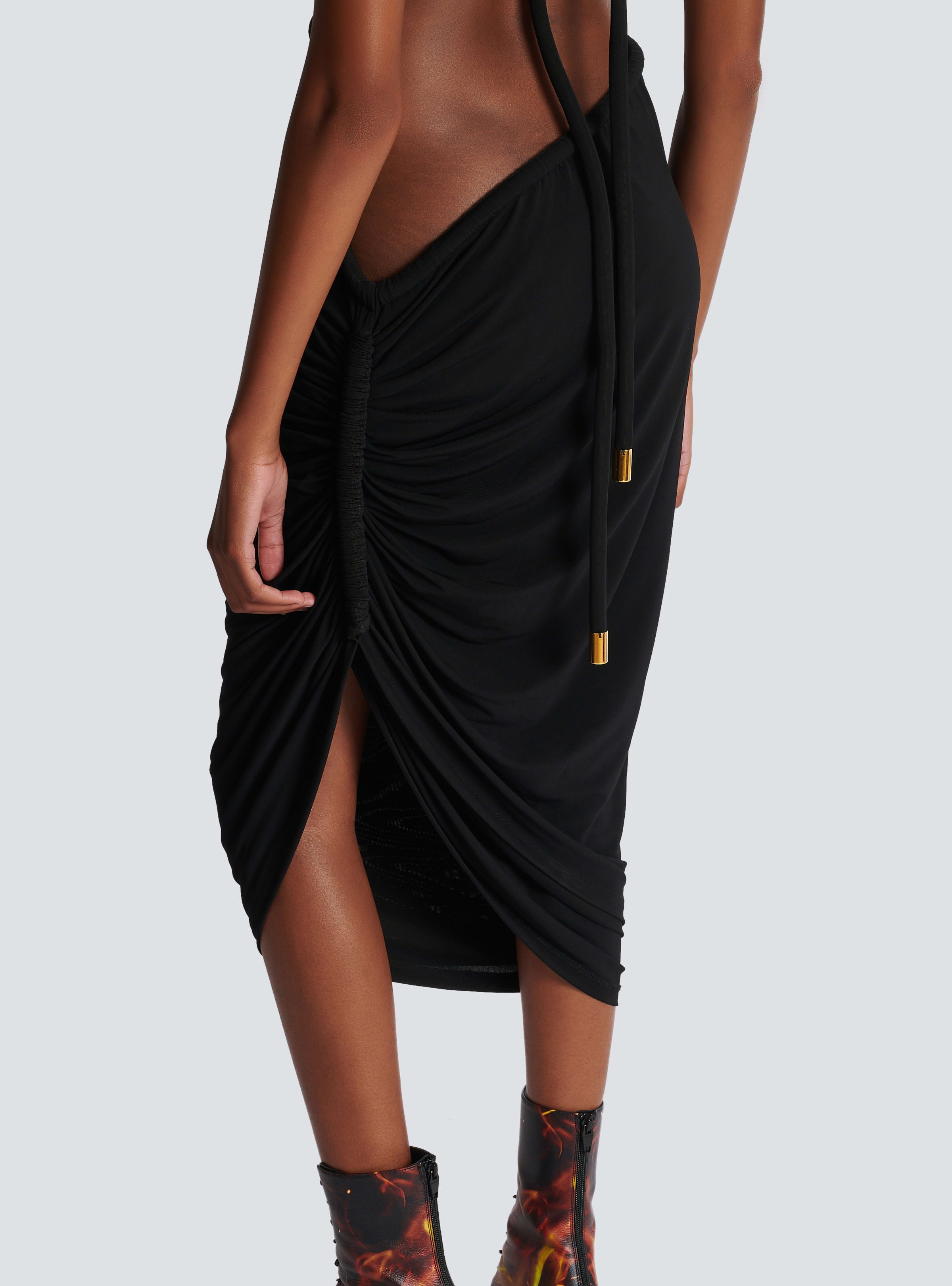 BALMAIN WOMEN'S HALTER DRAPED JERSEY SHORT DRESS NWT