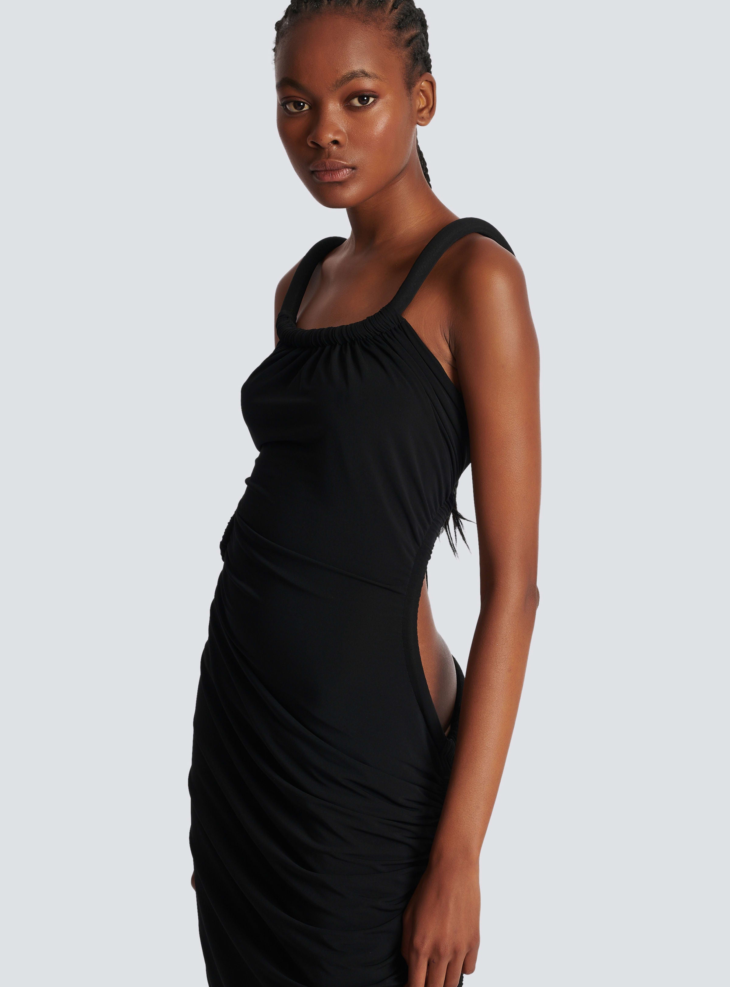 BALMAIN WOMEN'S HALTER DRAPED JERSEY SHORT DRESS NWT
