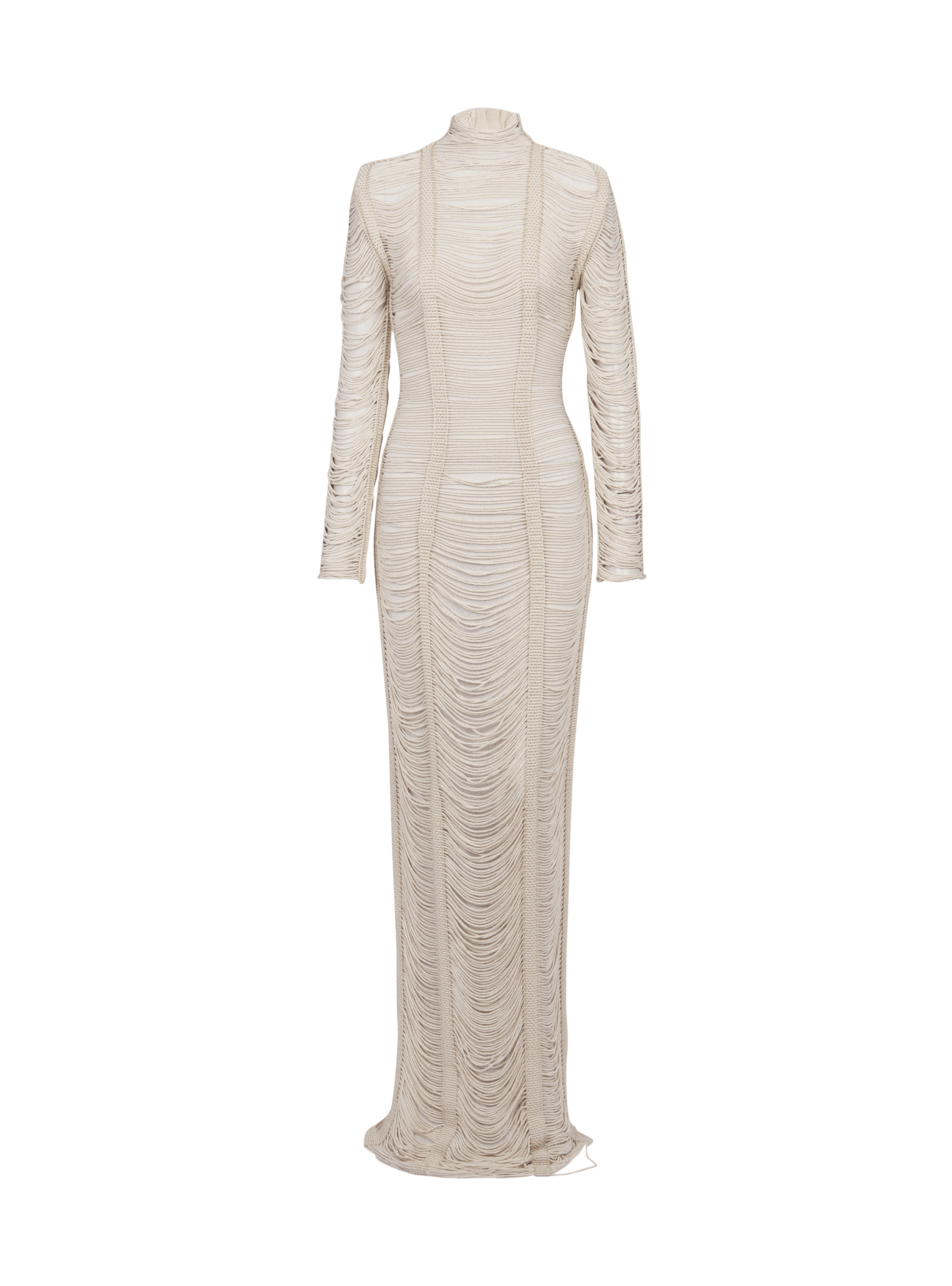 BALMAIN WOMEN'S LS MACRAME KNIT LONG DRESS NWT