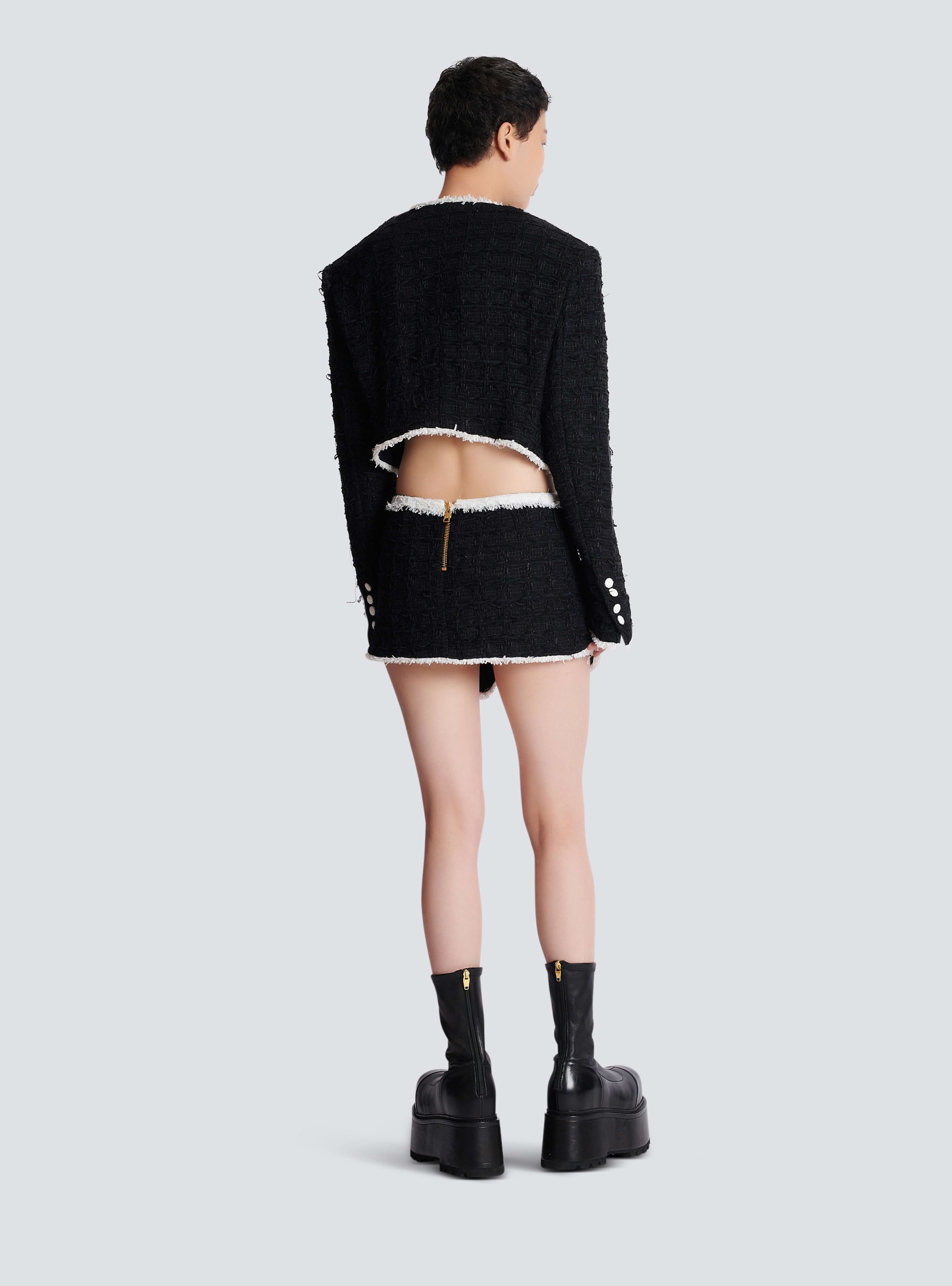 BALMAIN WOMEN'S CONTRASTED TWEED MINI SKIRT NWT