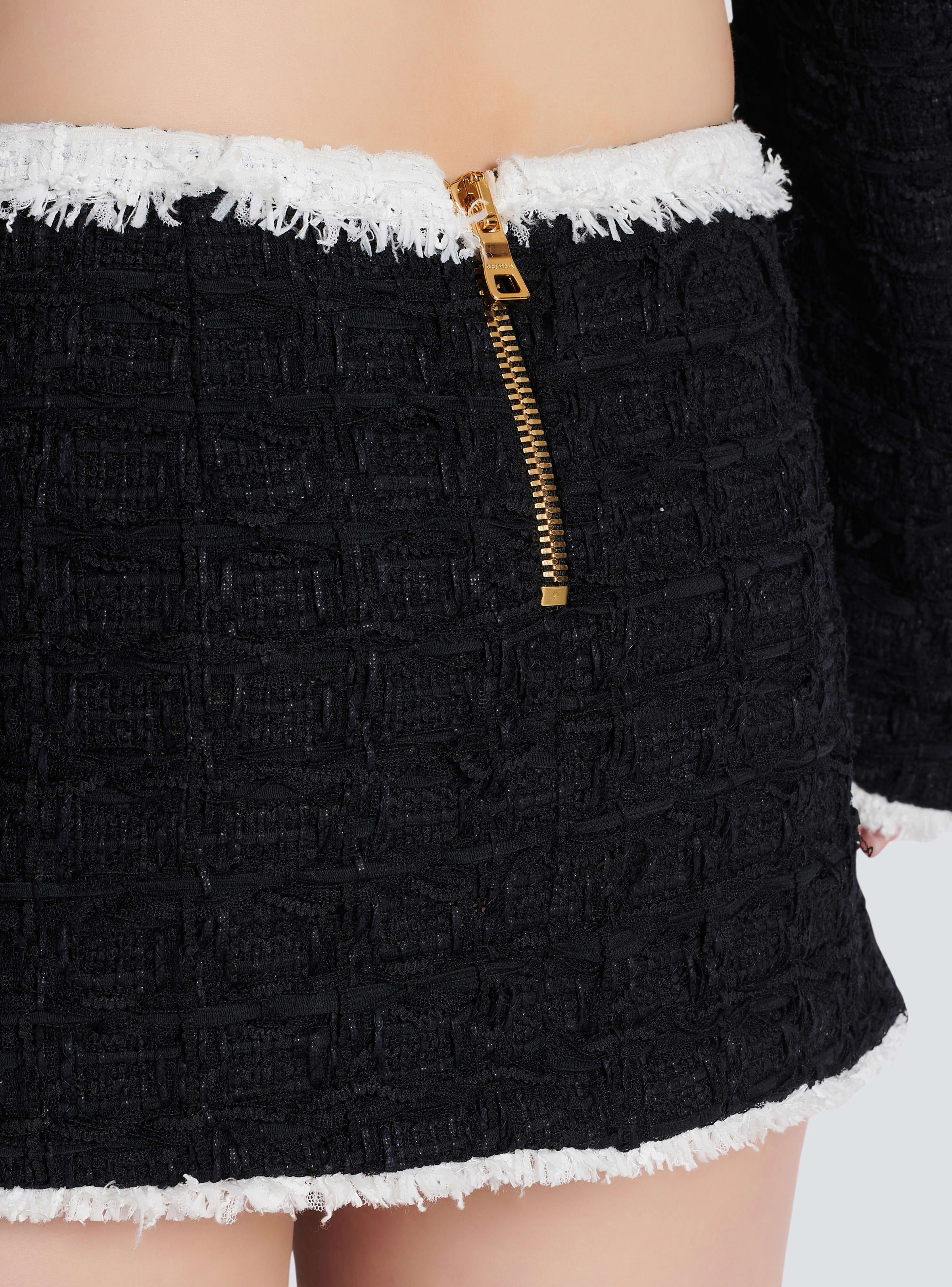 BALMAIN WOMEN'S CONTRASTED TWEED MINI SKIRT NWT