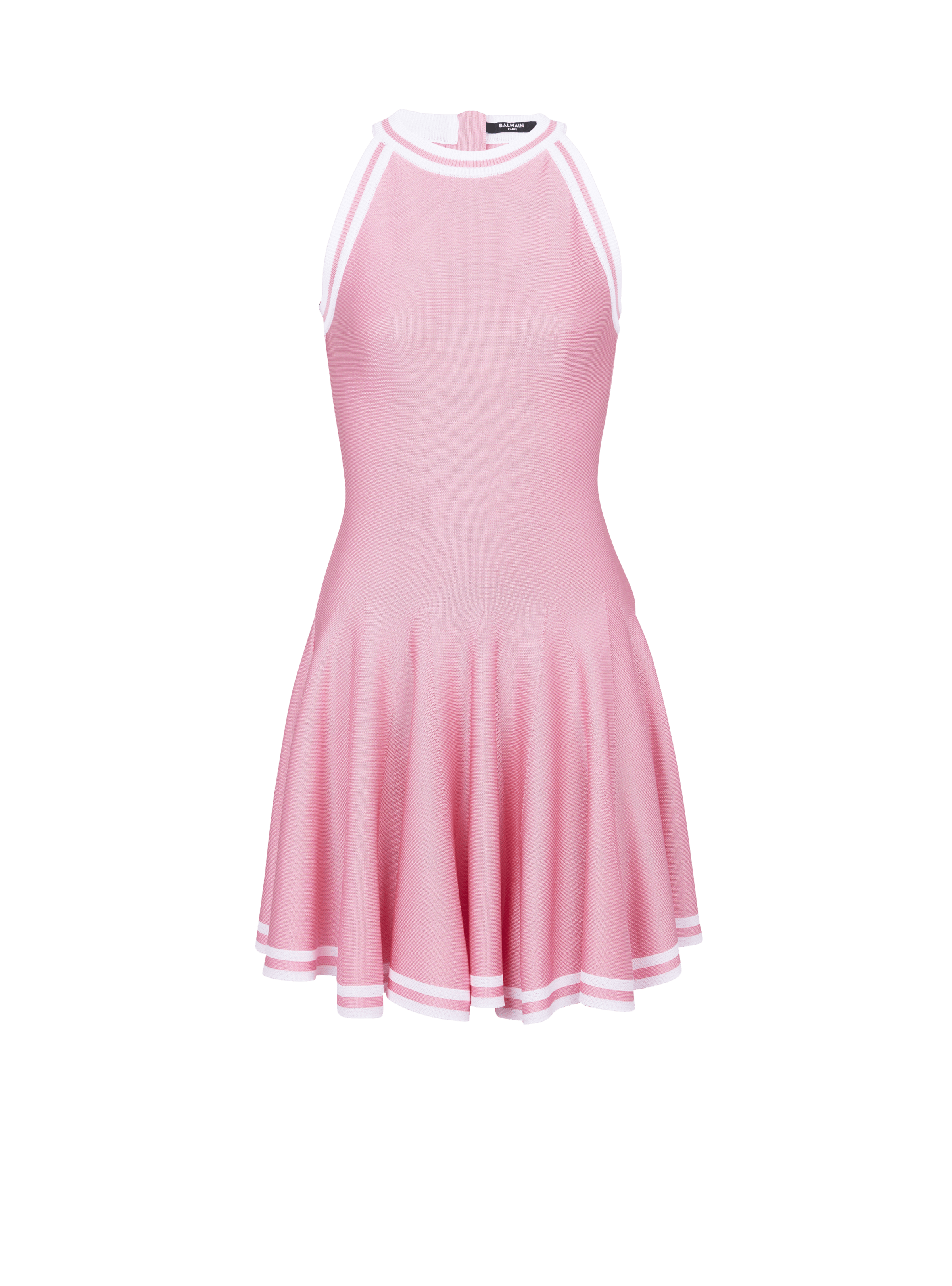BALMAIN WOMEN'S SLEEVELESS CONTRASTED KNIT SKATER DRESS NWT
