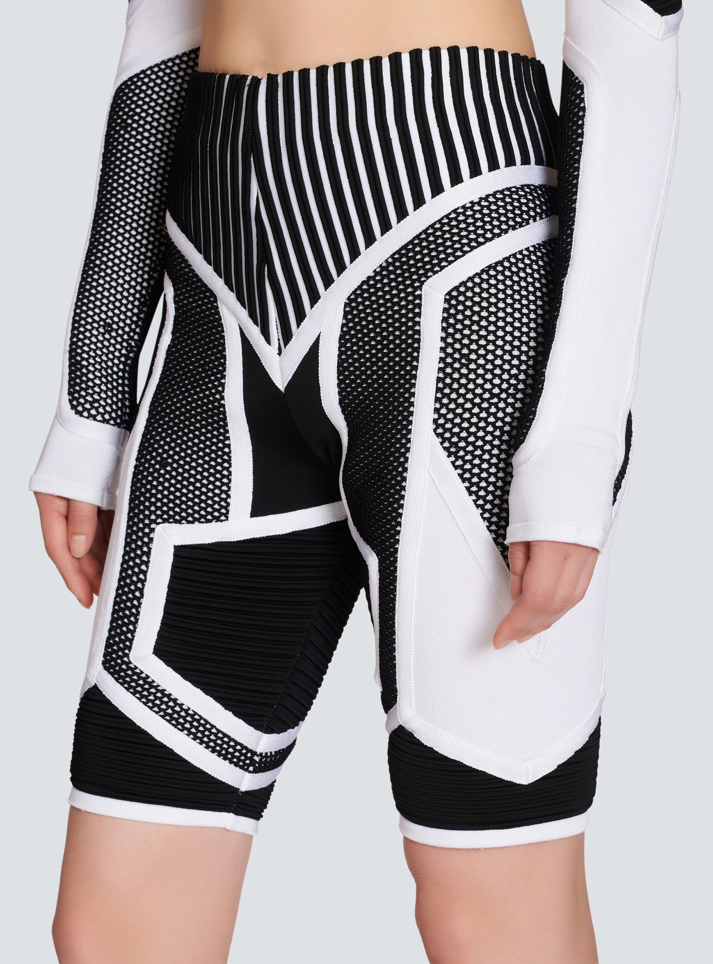 BALMAIN WOMEN'S HW BIKER KNIT & MESH CYCLIST SHORTS NWT