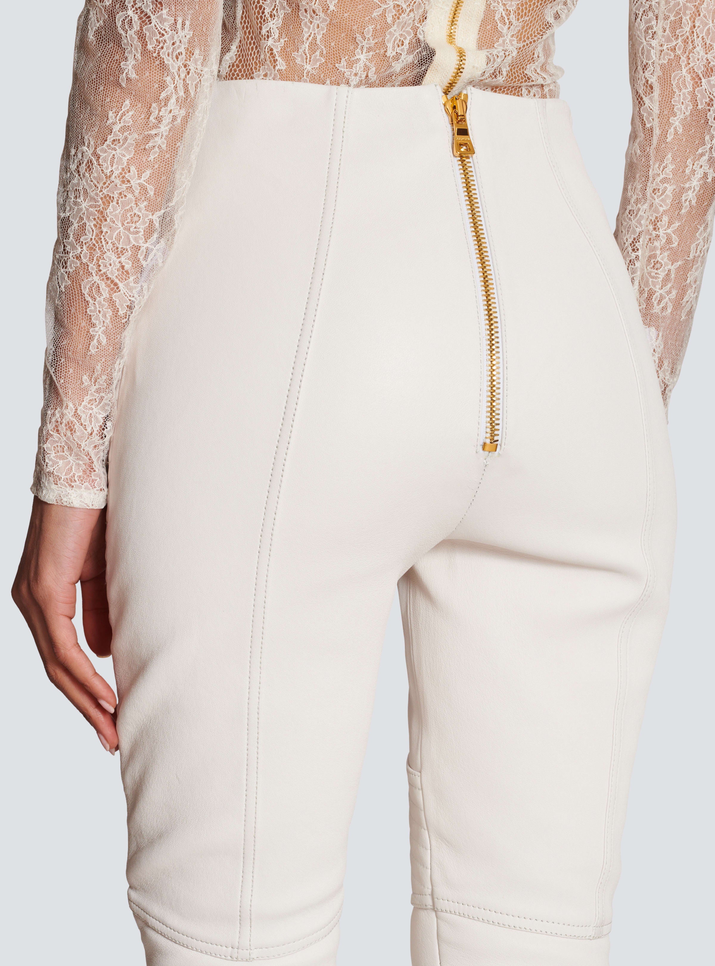 BALMAIN WOMEN'S HW BIKER LEATHER SKINNY PANTS NWT