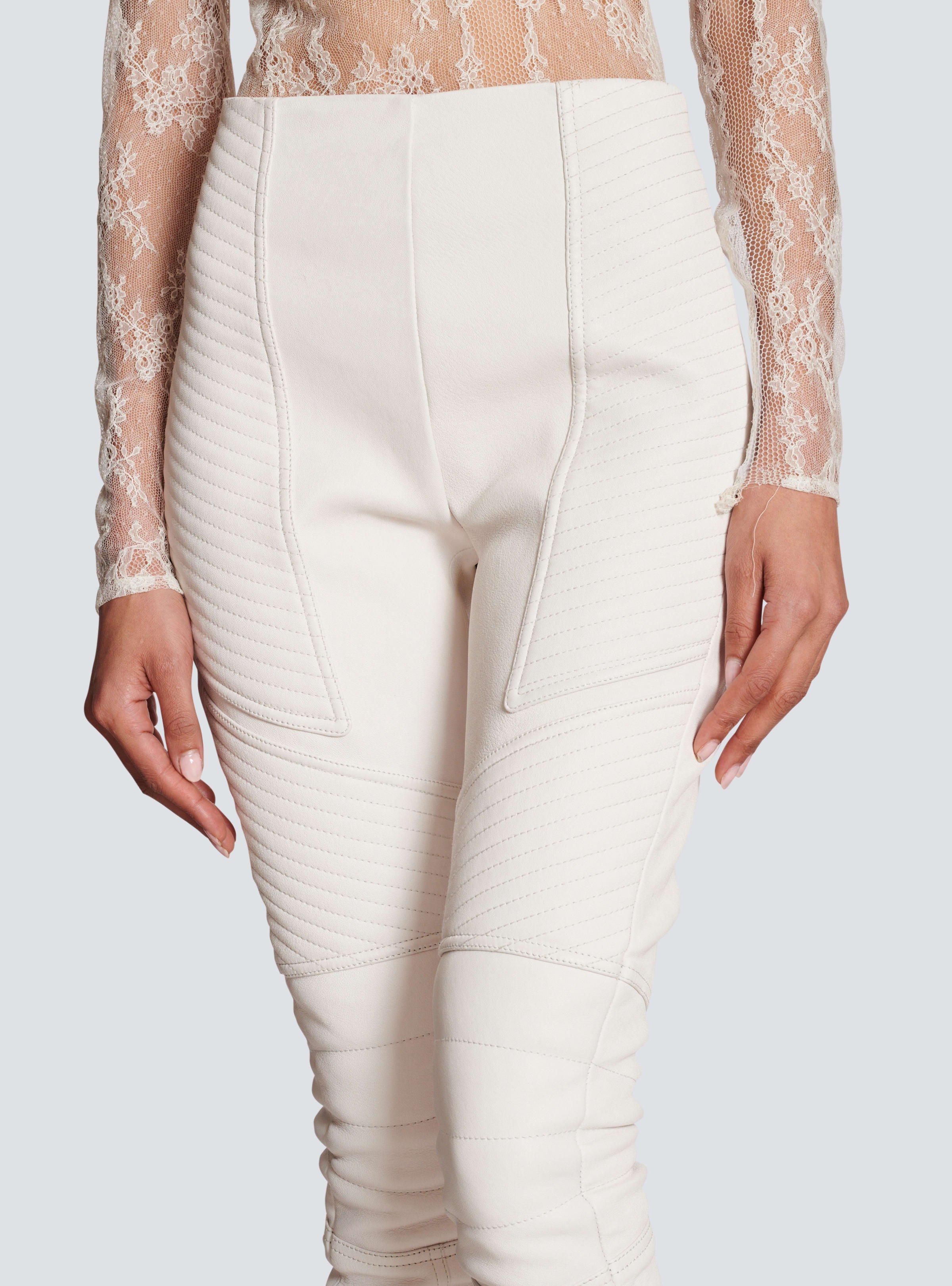 BALMAIN WOMEN'S HW BIKER LEATHER SKINNY PANTS NWT