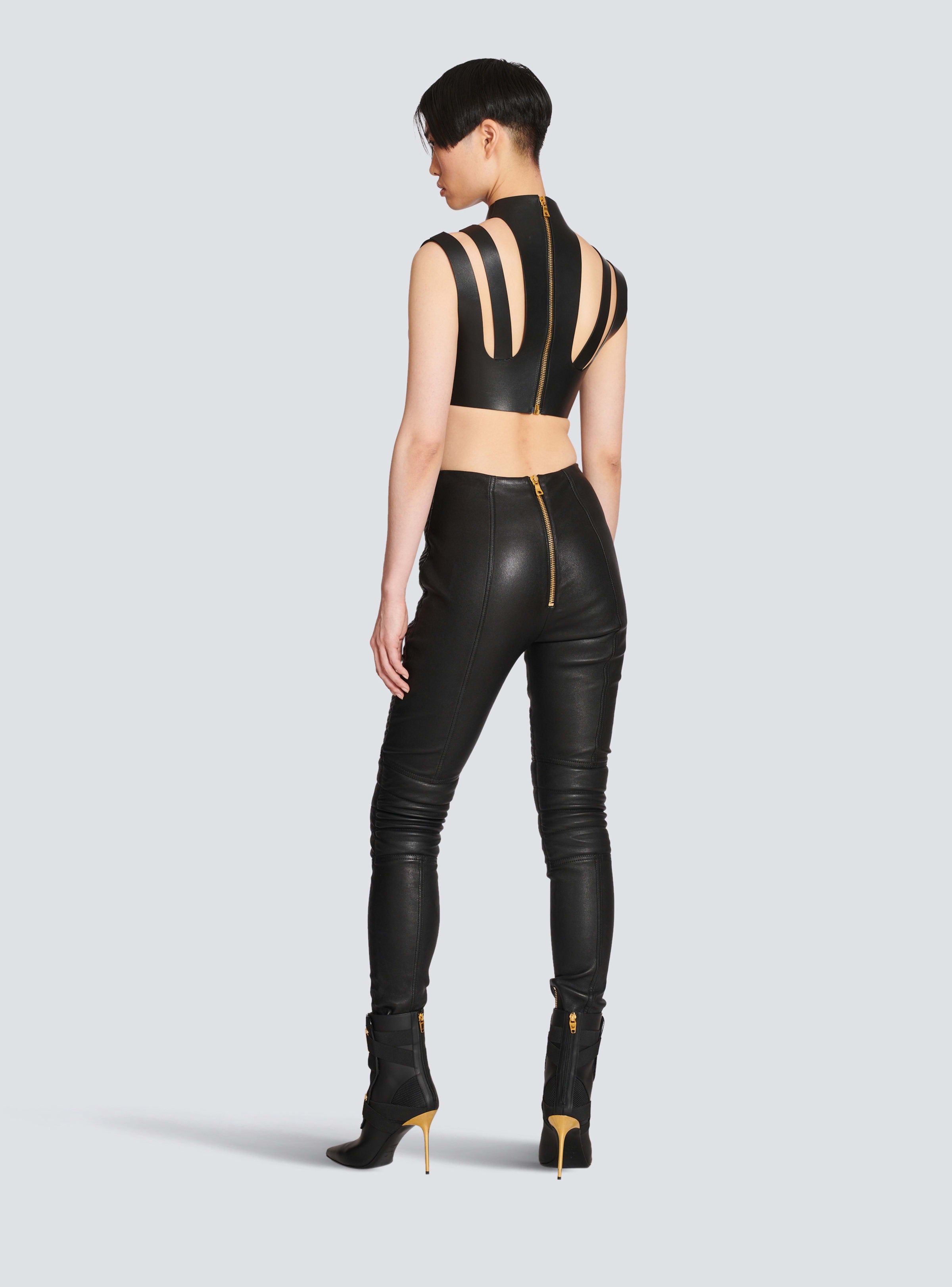 BALMAIN WOMEN'S HW BIKER LEATHER SKINNY PANTS NWT