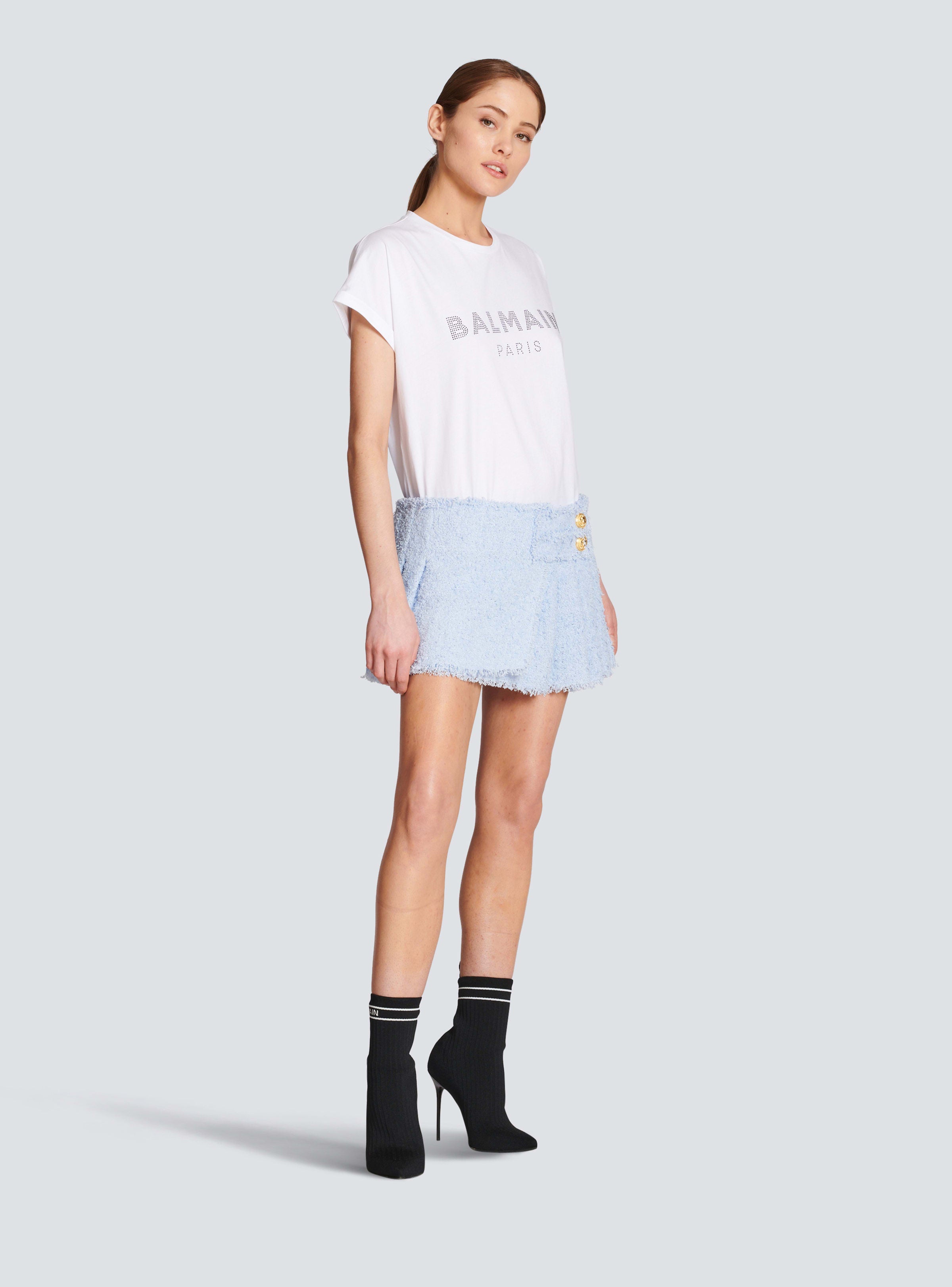 BALMAIN WOMEN'S TWEED MINI KILT SKIRT NWT