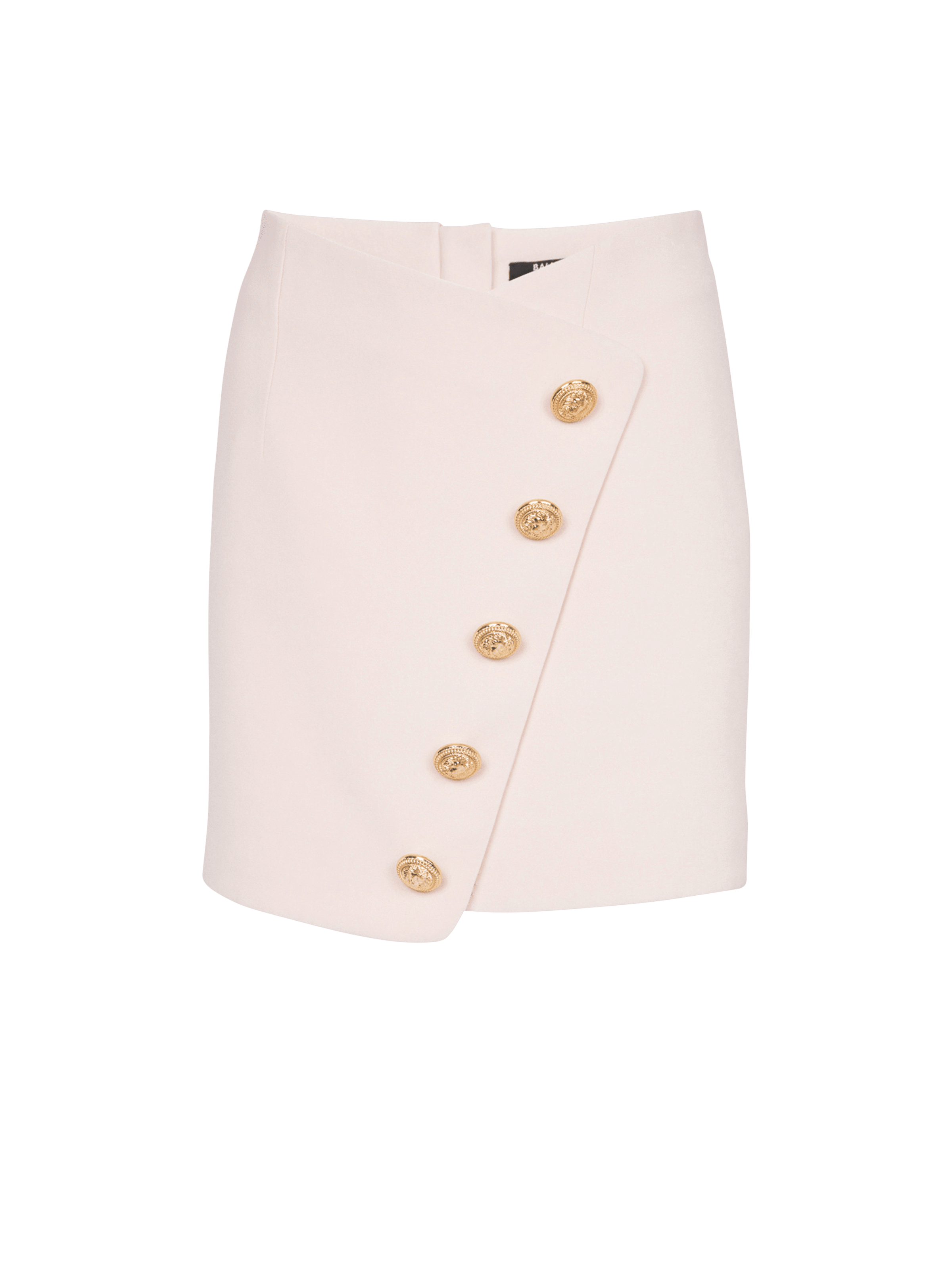 BALMAIN WOMEN'S LW 5 BTN CREPE WRAPPED SHORT SKIRT NWT