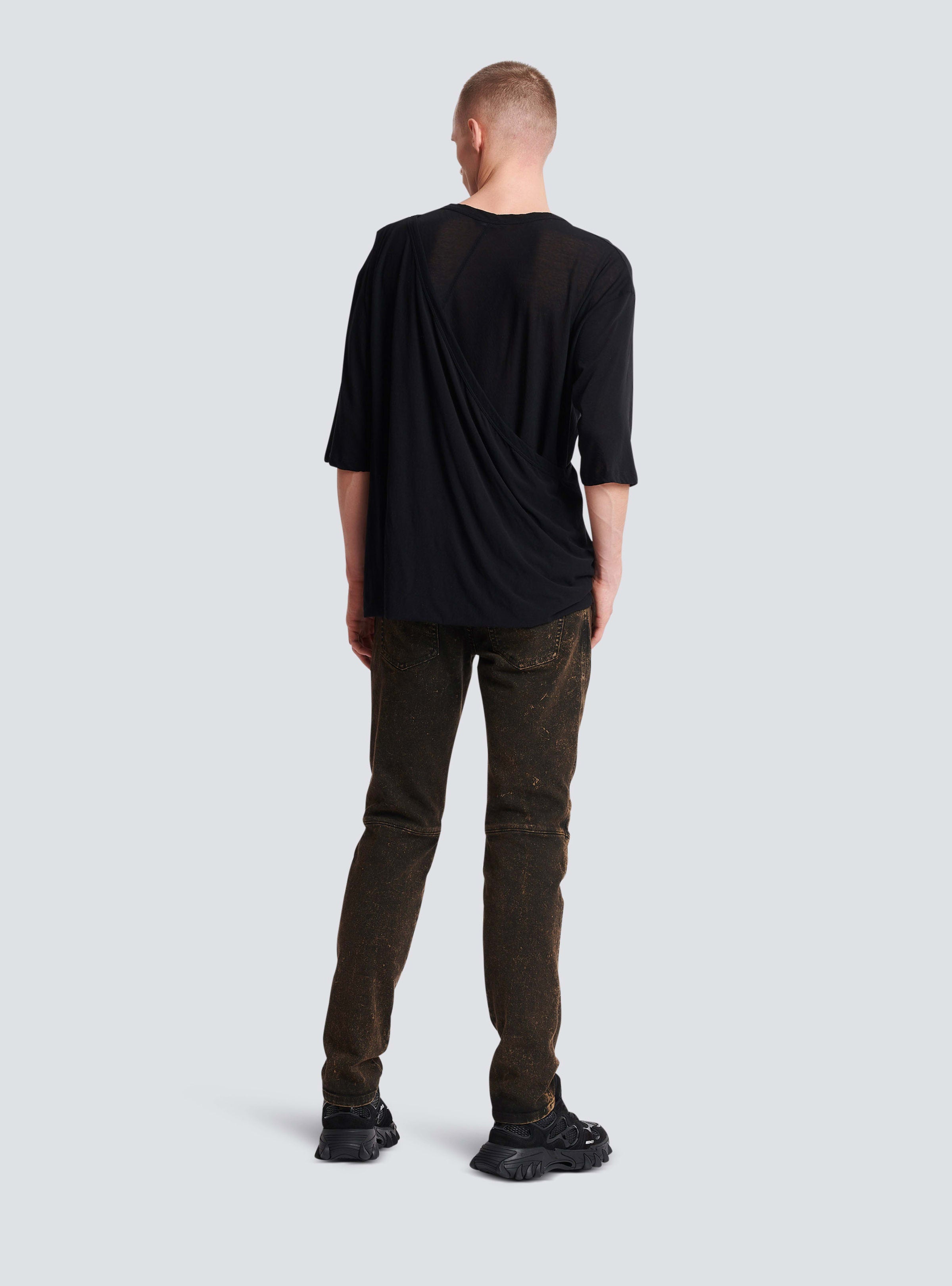 BALMAIN MEN'S DOUBLE LAYER DRAPED T-SHIRT - OVERSIZE NWT
