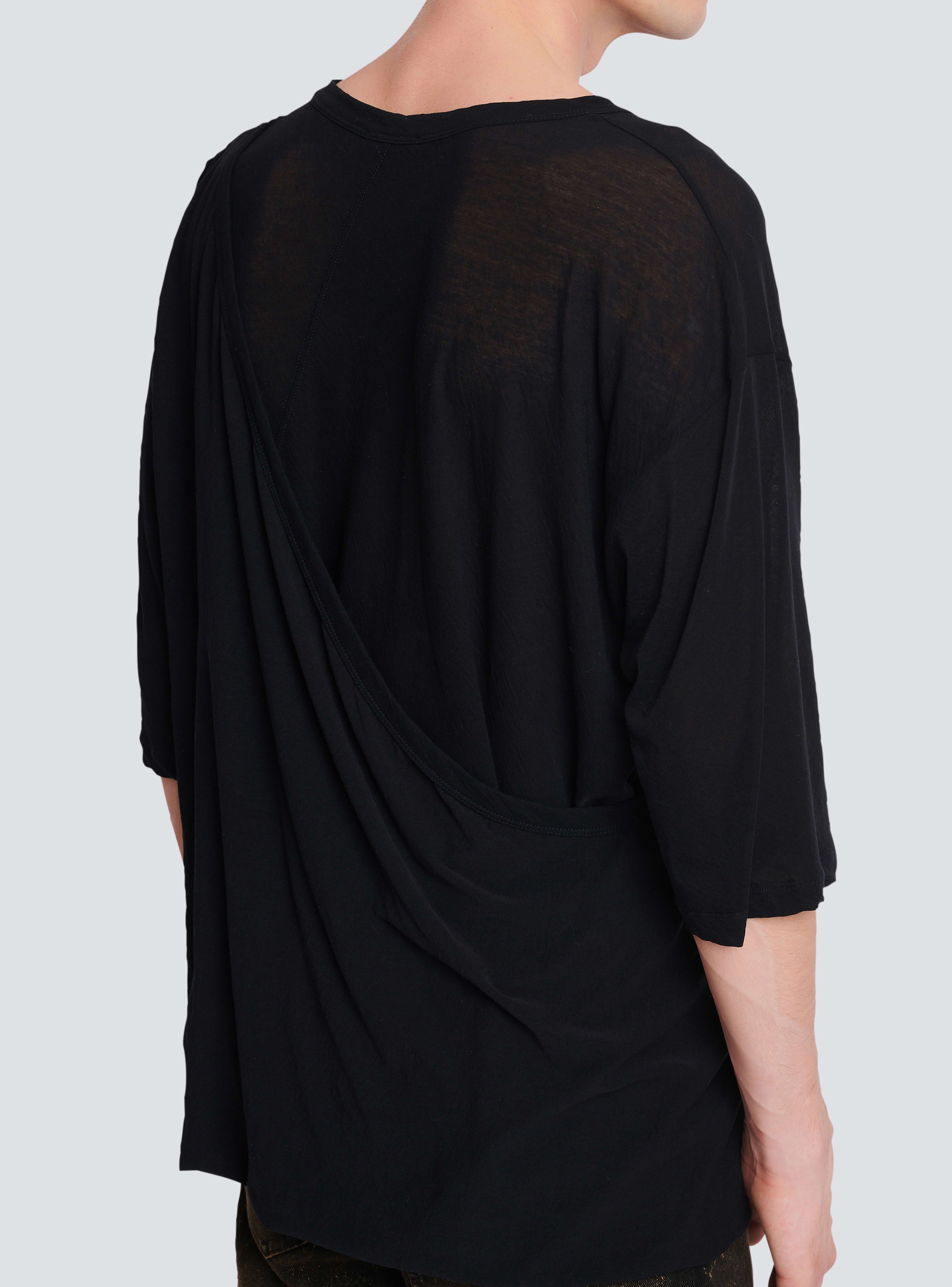 BALMAIN MEN'S DOUBLE LAYER DRAPED T-SHIRT - OVERSIZE NWT
