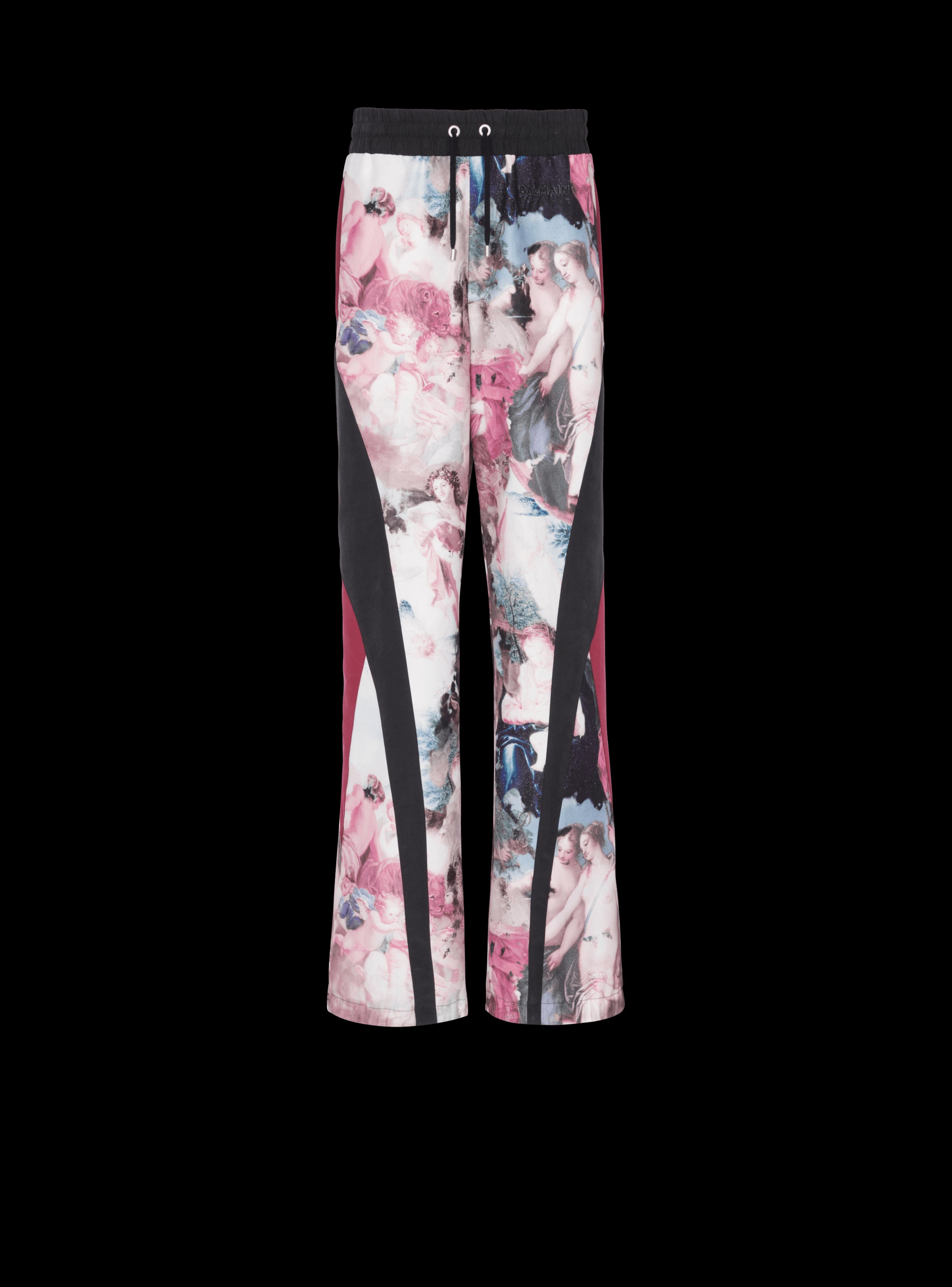 BALMAIN MEN'S MULTICUT PASTEL PRINTED NYLON SWEATPANTS NWT